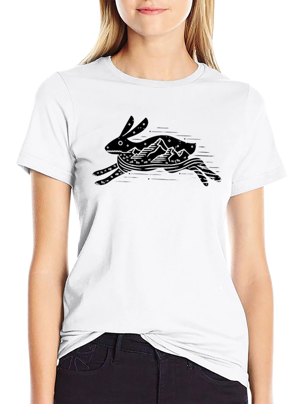 Black Graphic Tee - Running Rabbit Mountain Design