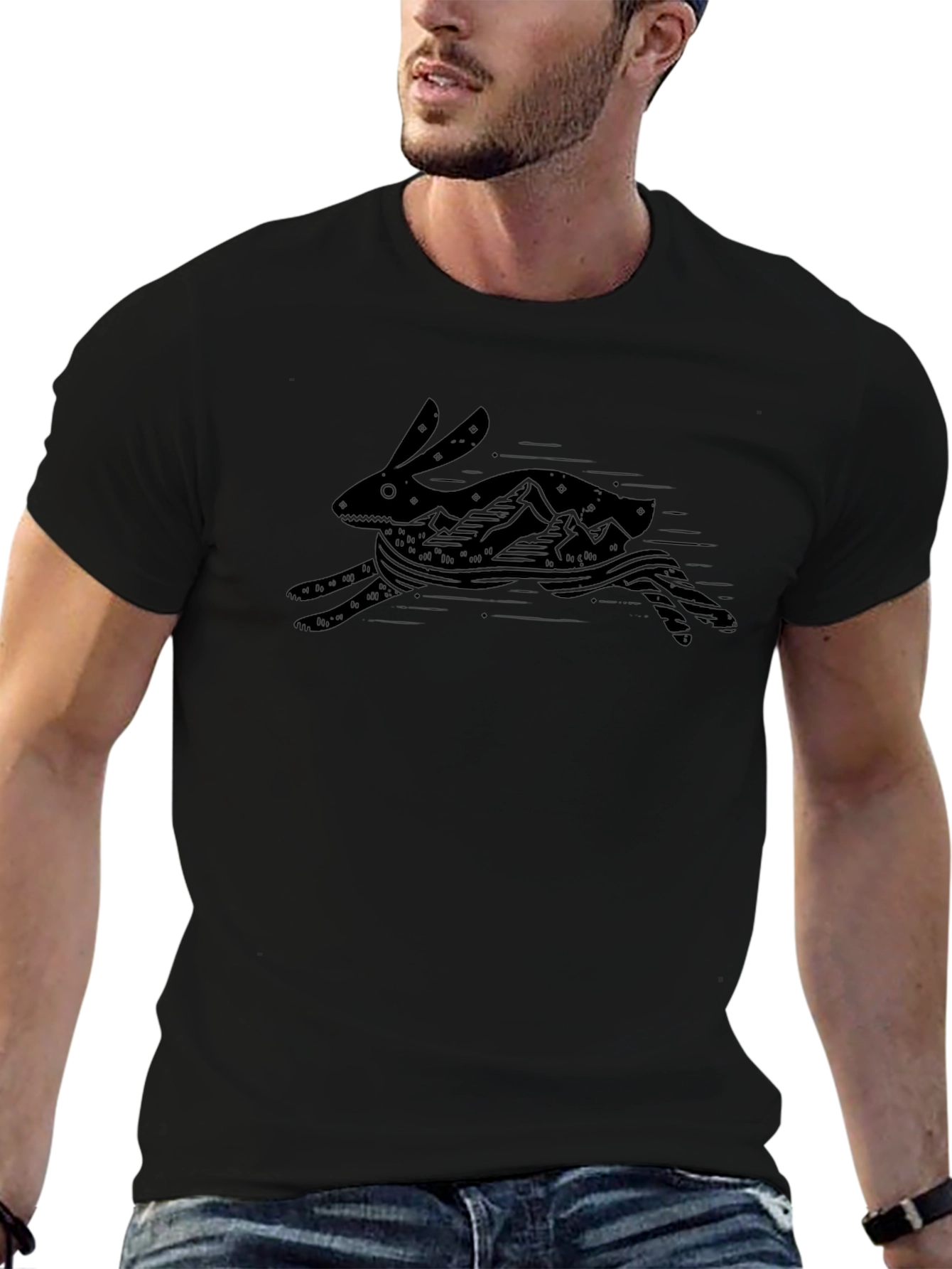 Black Graphic Tee - Running Rabbit Mountain Design