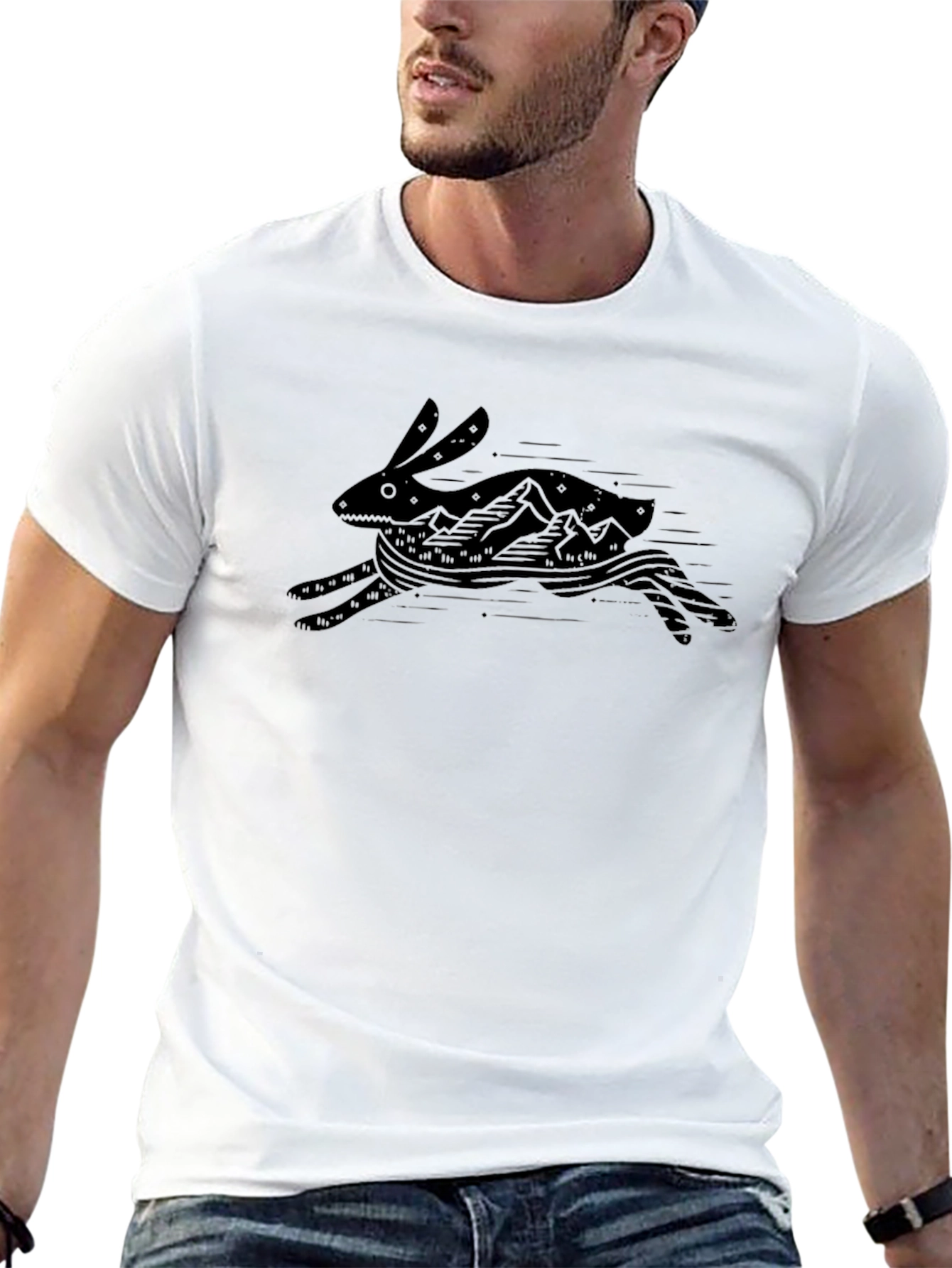 Black Graphic Tee - Running Rabbit Mountain Design