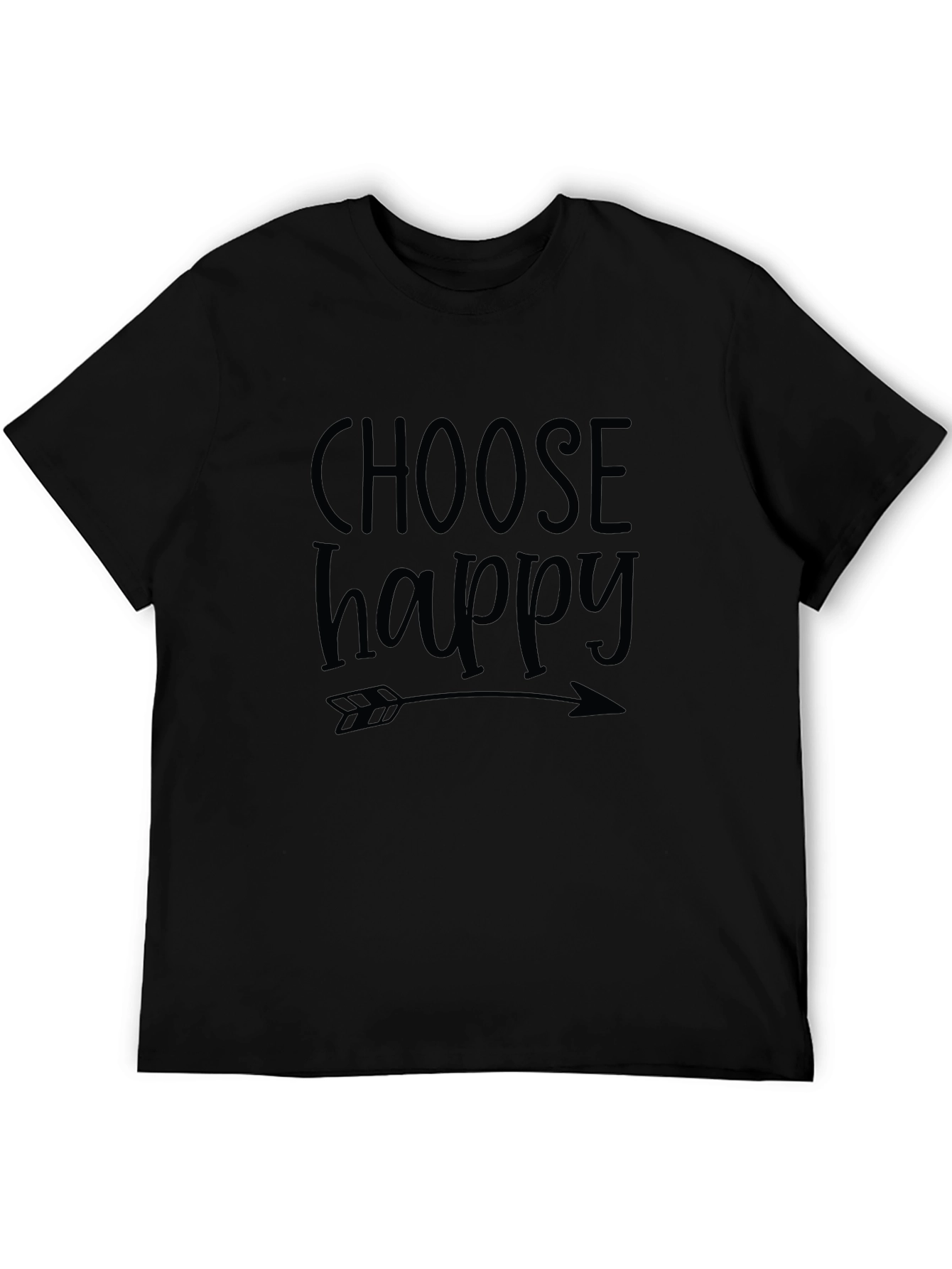 Choose Happy Graphic Tee - Black Cotton Blend Comfort