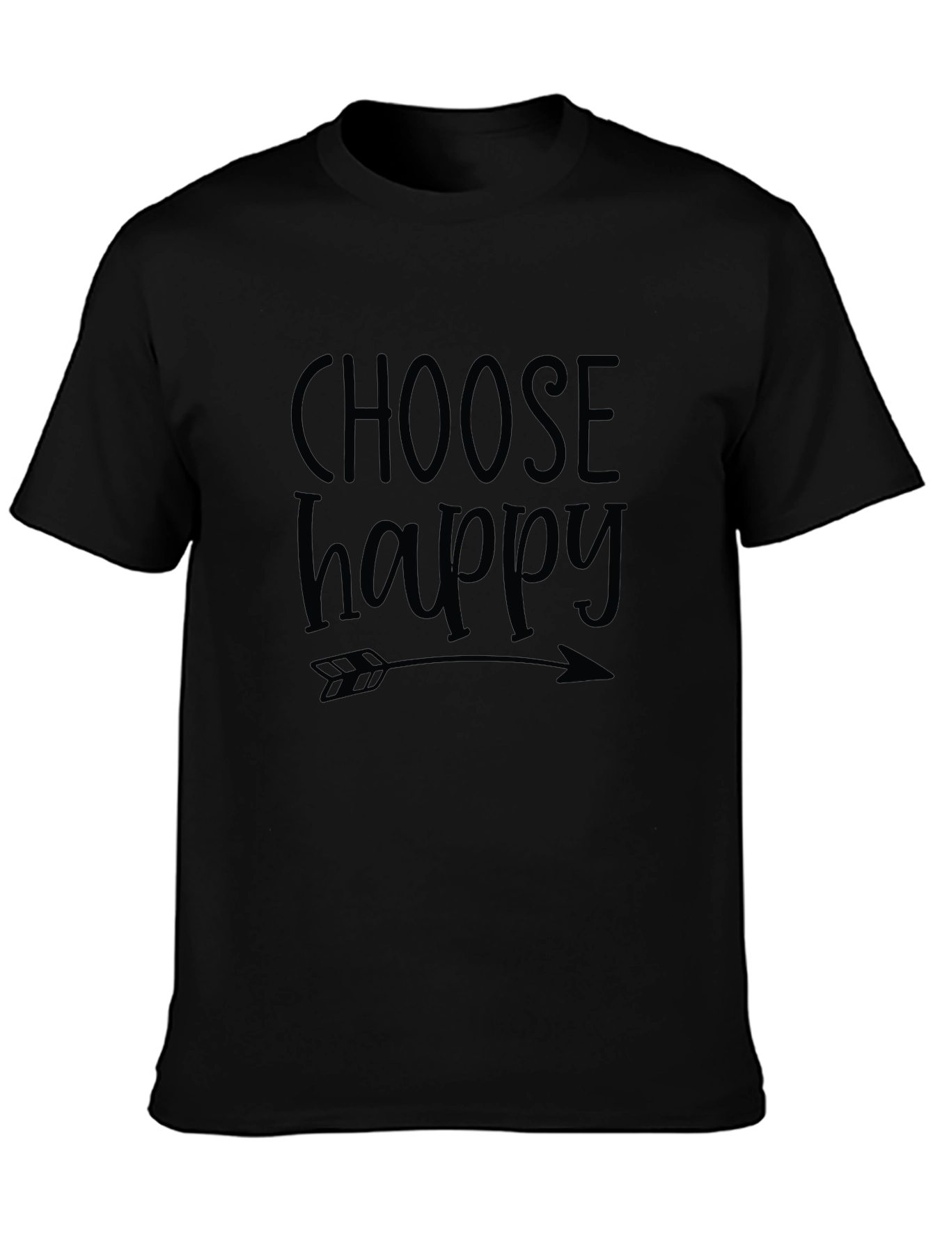 Choose Happy Graphic Tee - Black Cotton Blend Comfort