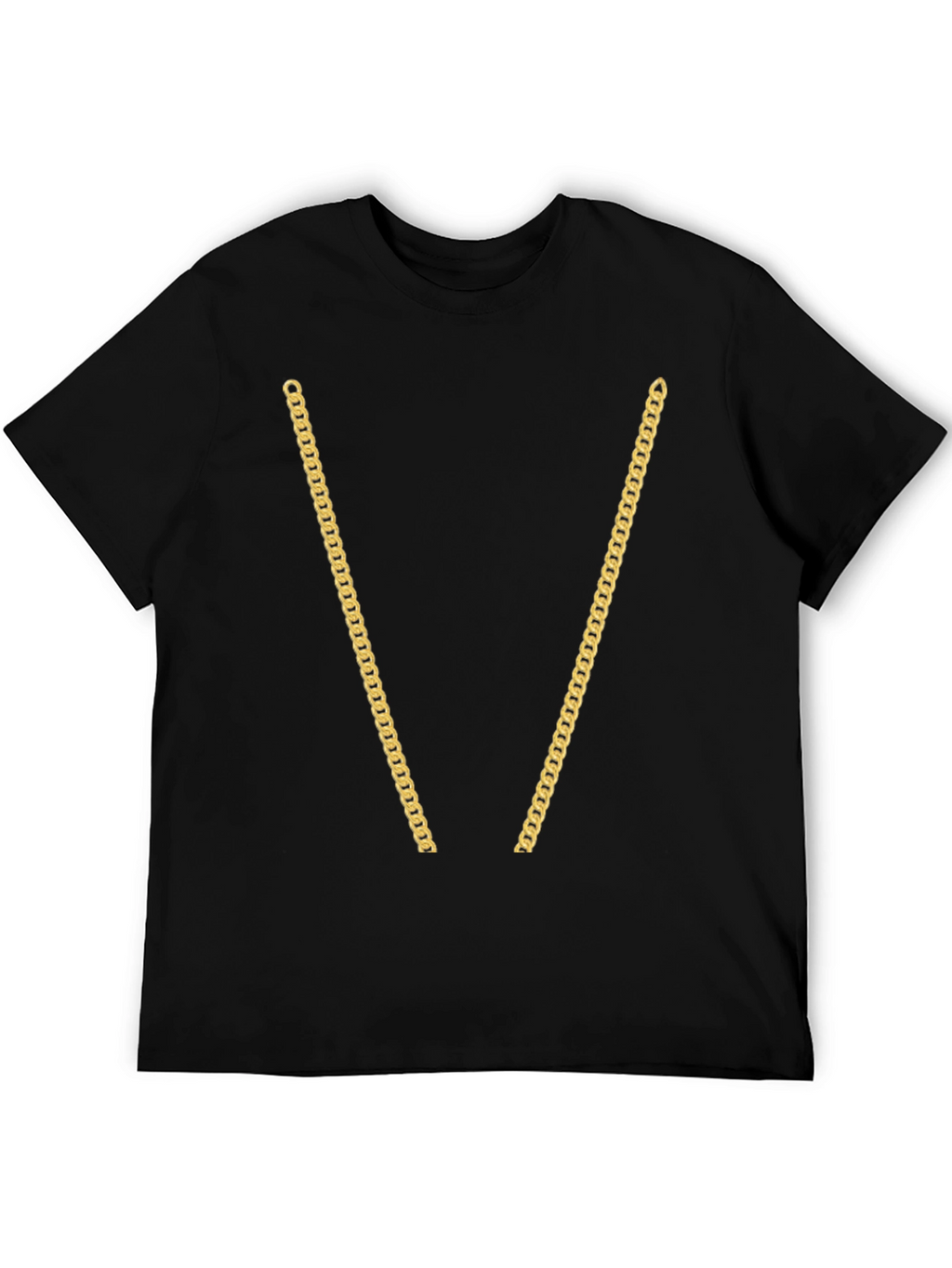 Gold Chain Print Black T-Shirt