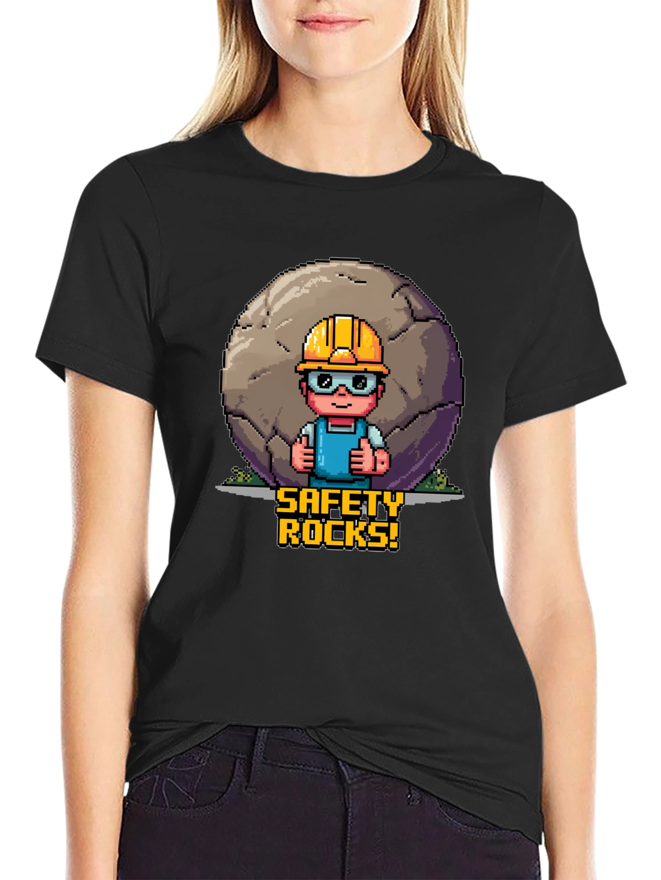 Safety Rocks T-Shirt - Pixel Art Graphic Tee
