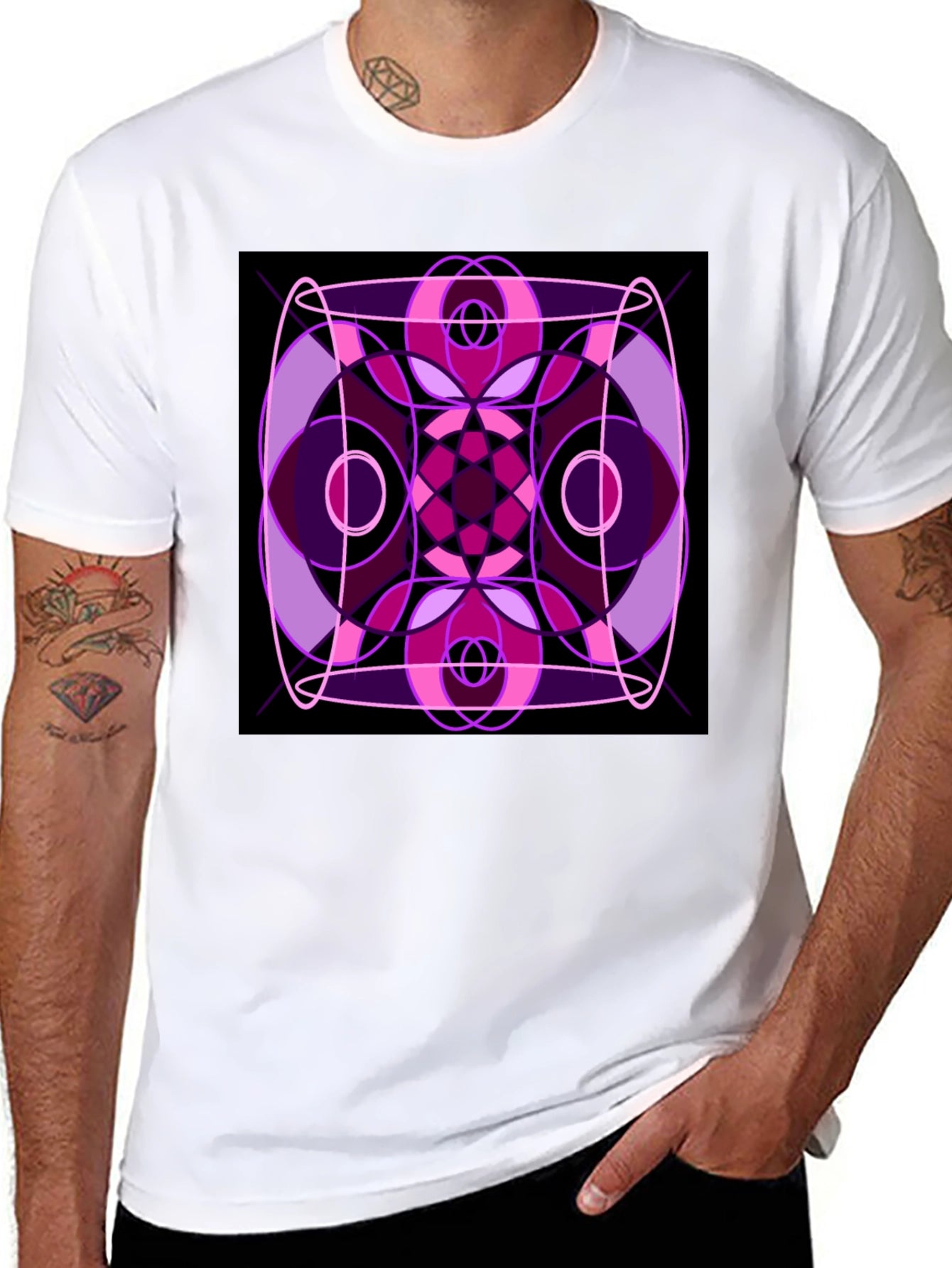Abstract Geometric Design Black T-Shirt