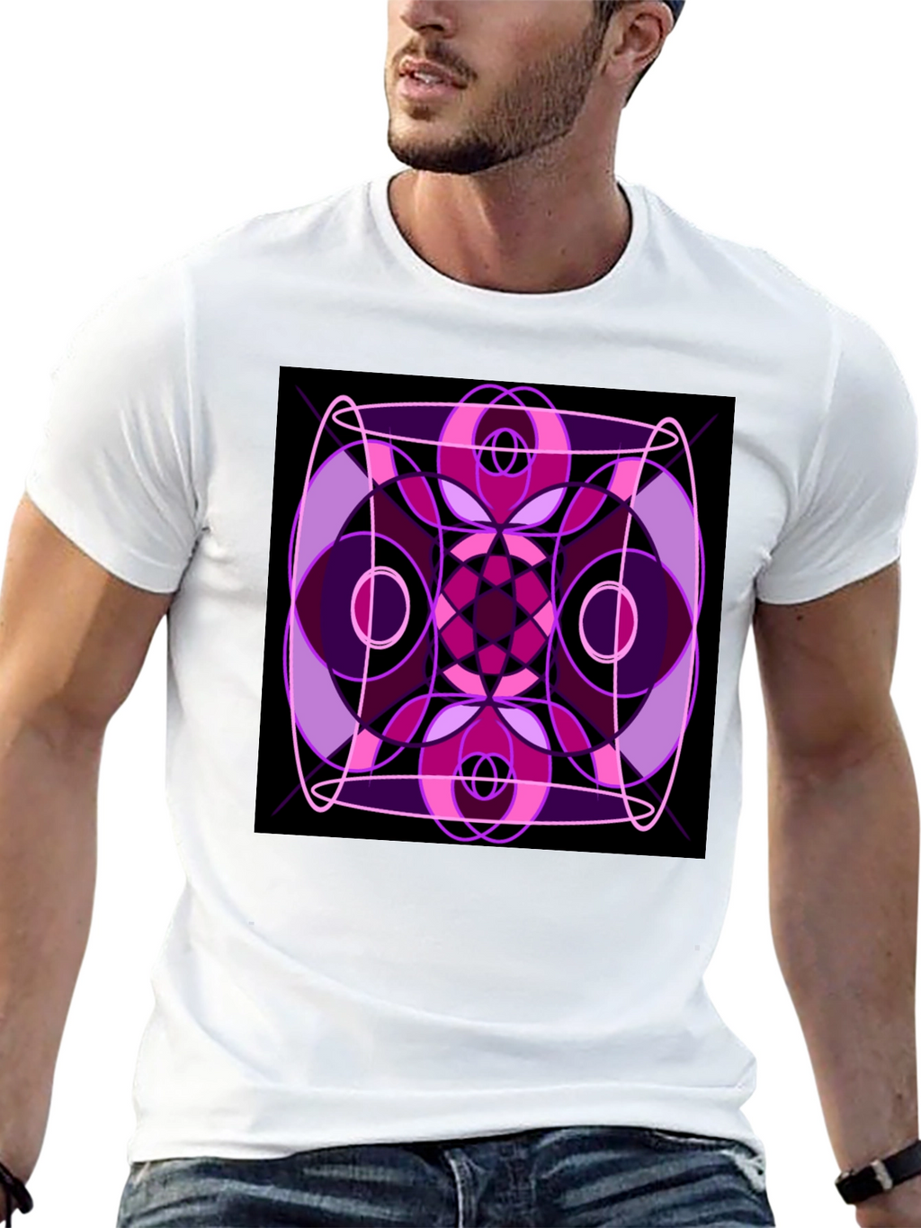 Abstract Geometric Design Black T-Shirt