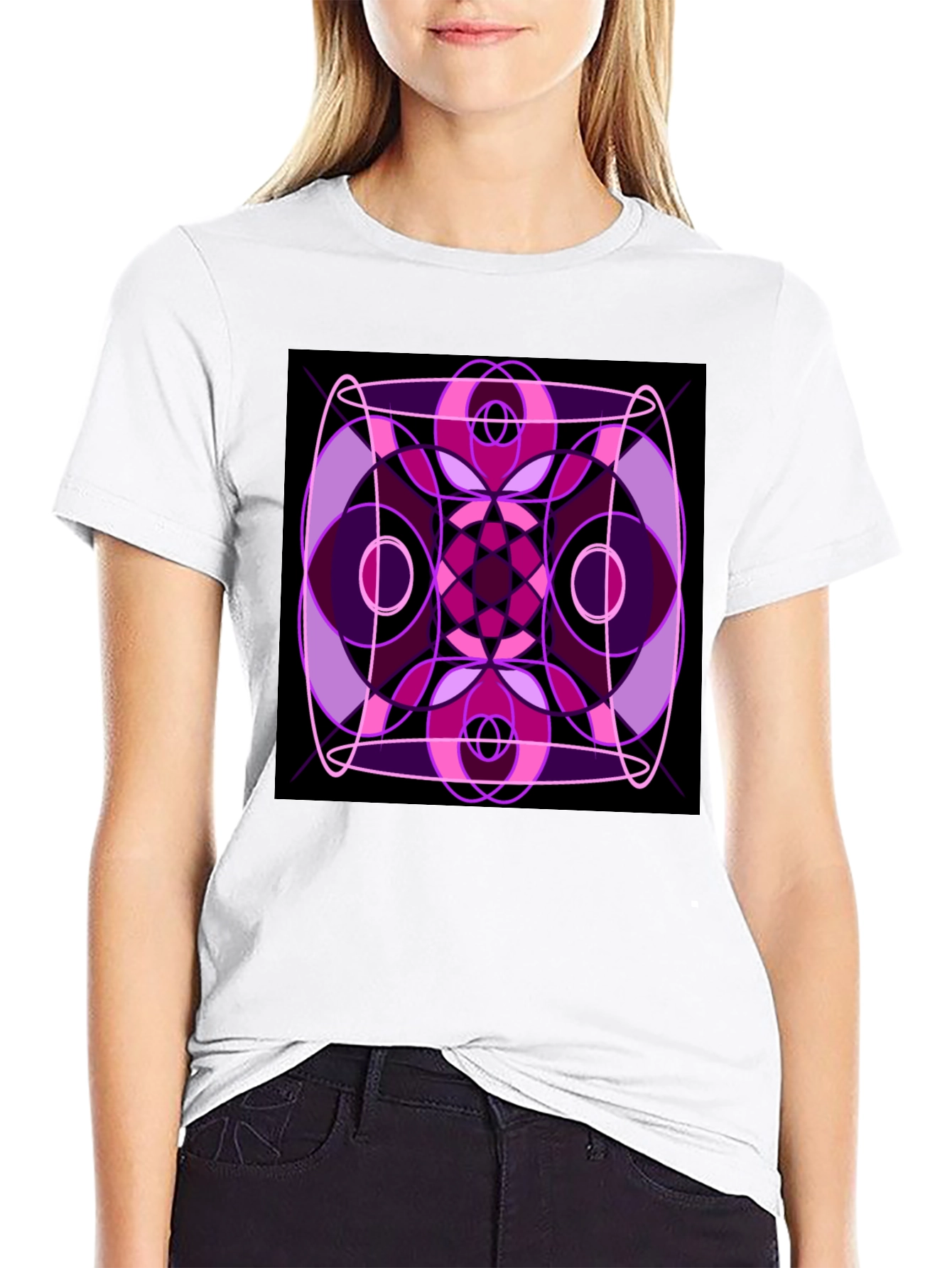 Abstract Geometric Design Black T-Shirt