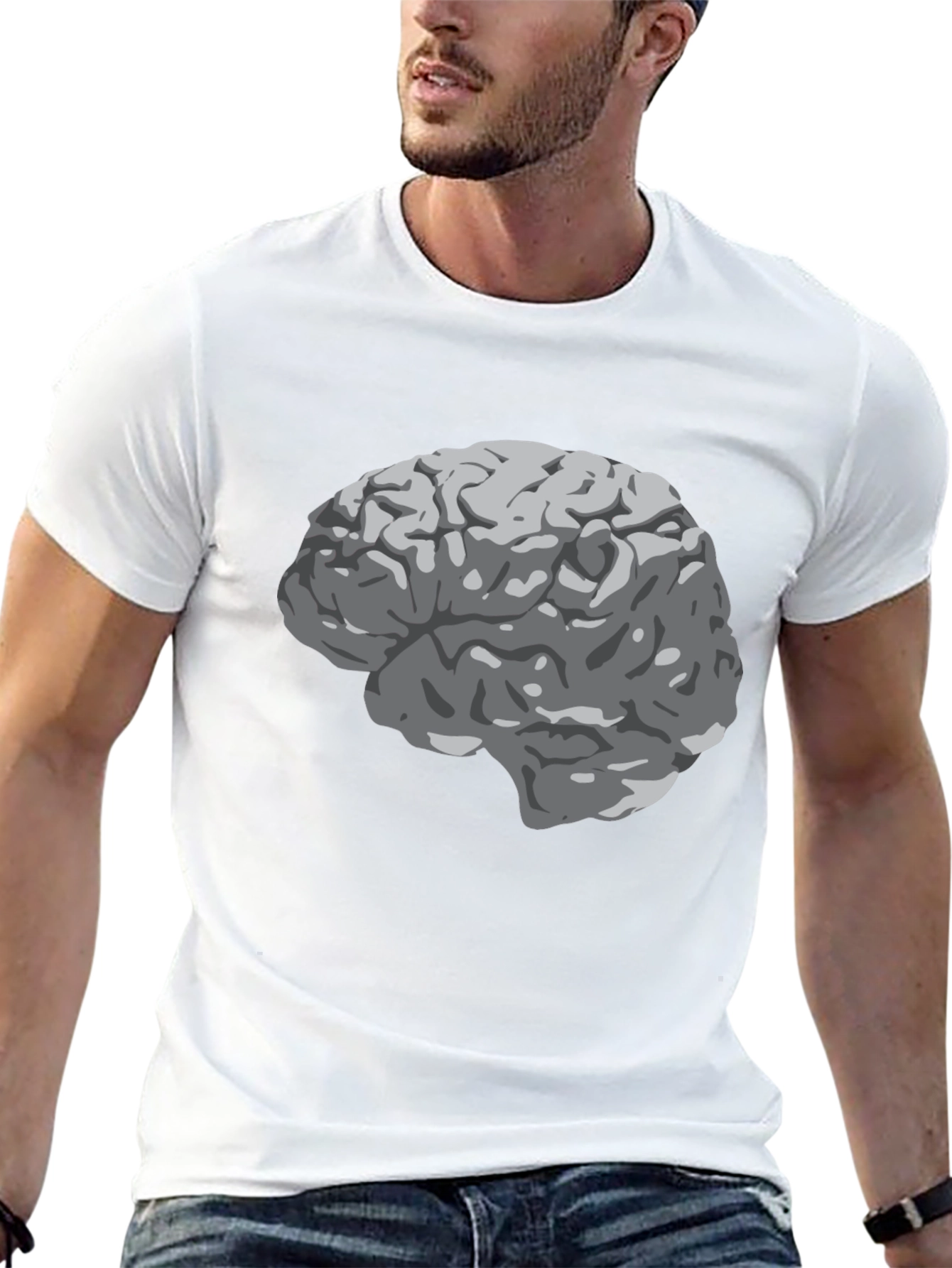 Brain Graphic Print Black T-Shirt