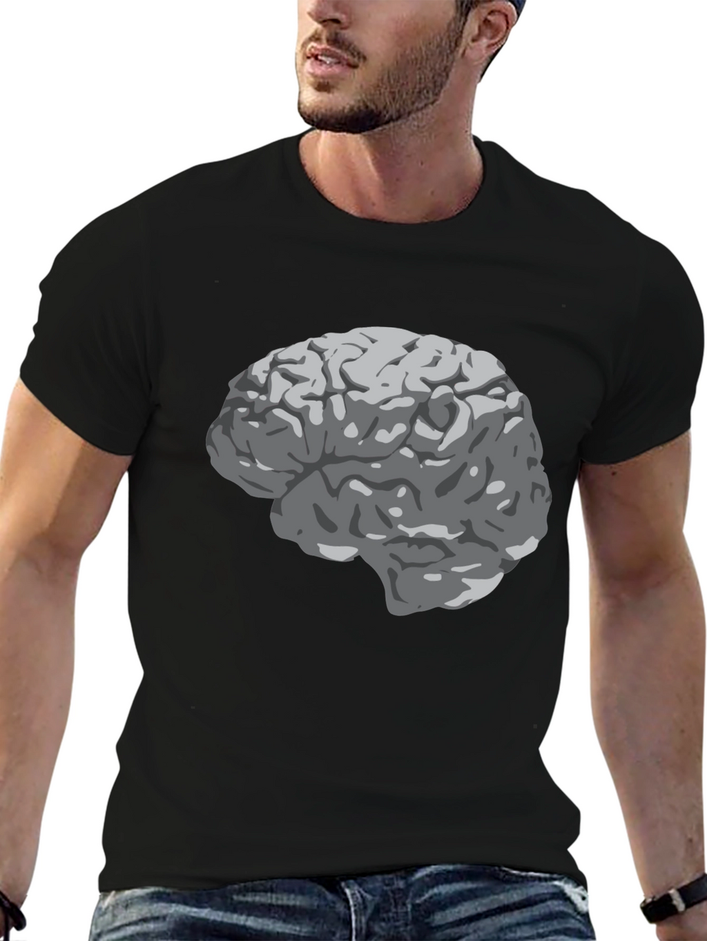 Brain Graphic Print Black T-Shirt