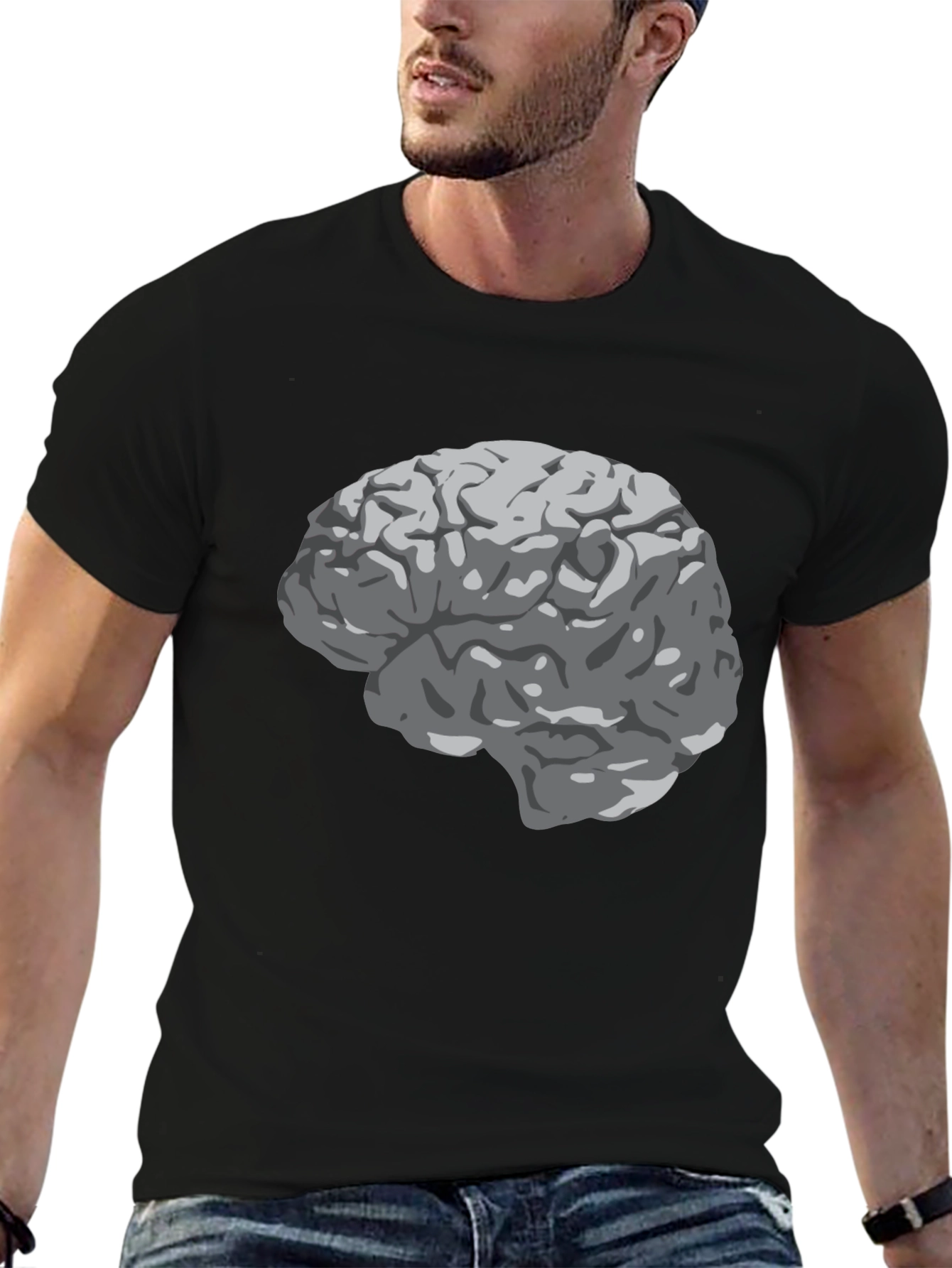 Brain Graphic Print Black T-Shirt