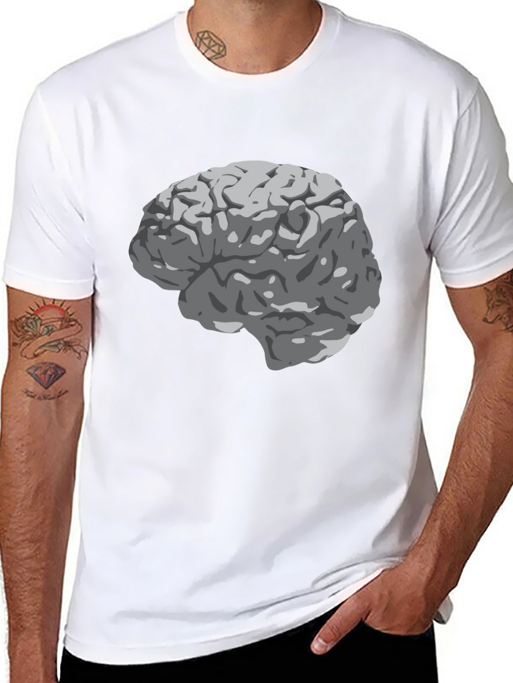 Brain Graphic Print Black T-Shirt