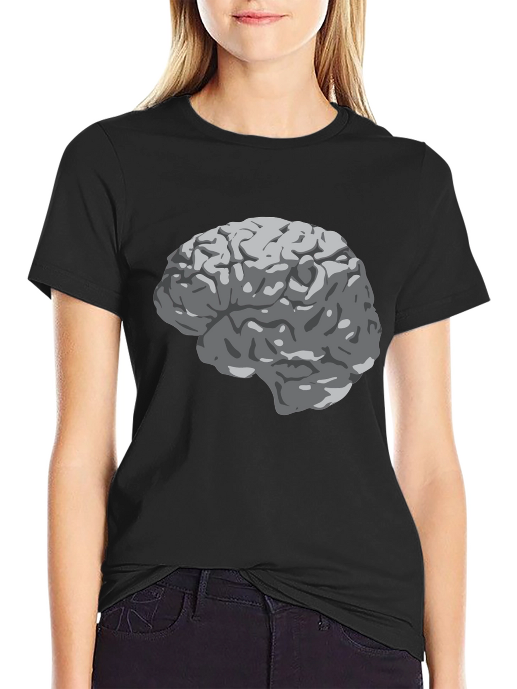 Brain Graphic Print Black T-Shirt