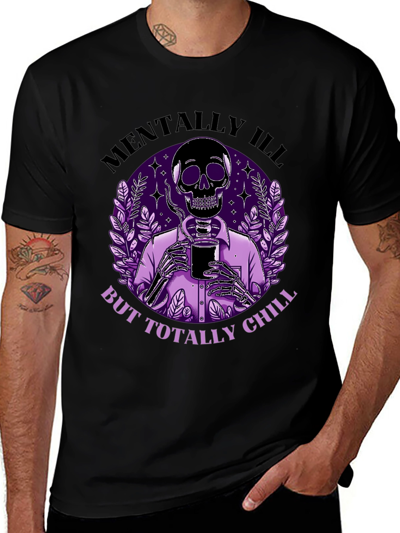 Mentally Ill But Totally Chill Skeleton Graphic Tee