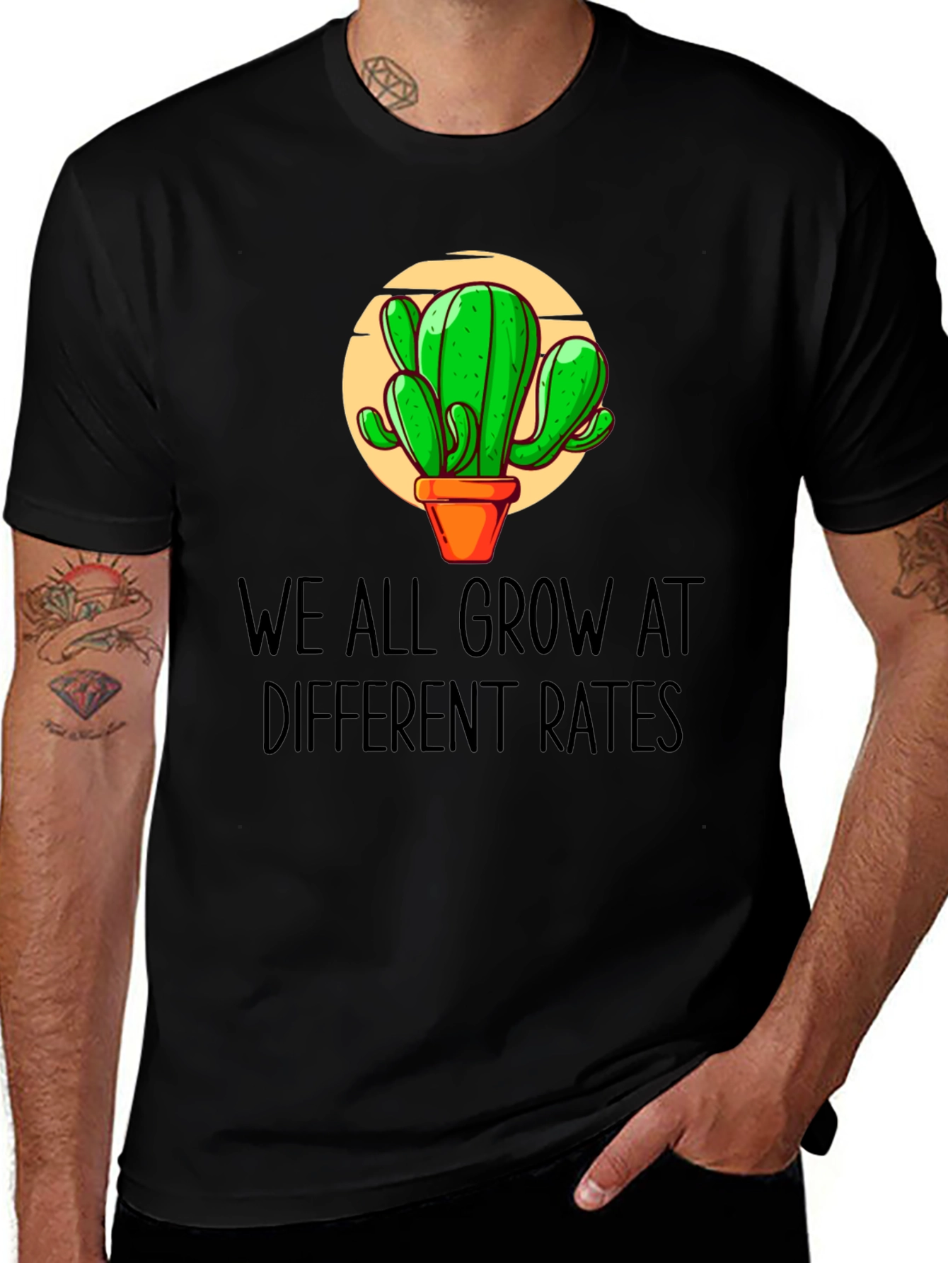 Cactus Growth Tee - We All Grow At Different Rates Graphic T-Shirt