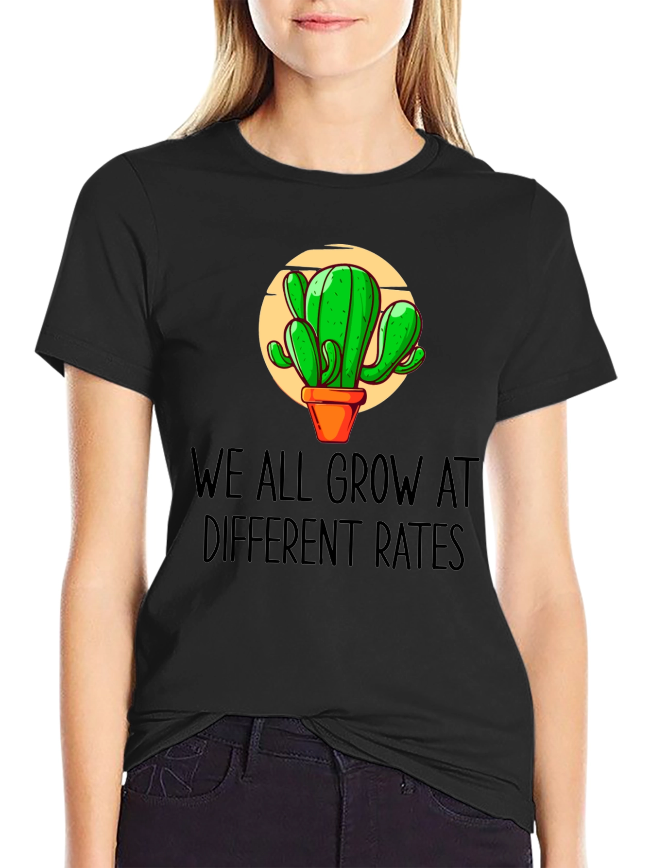 Cactus Growth Tee - We All Grow At Different Rates Graphic T-Shirt