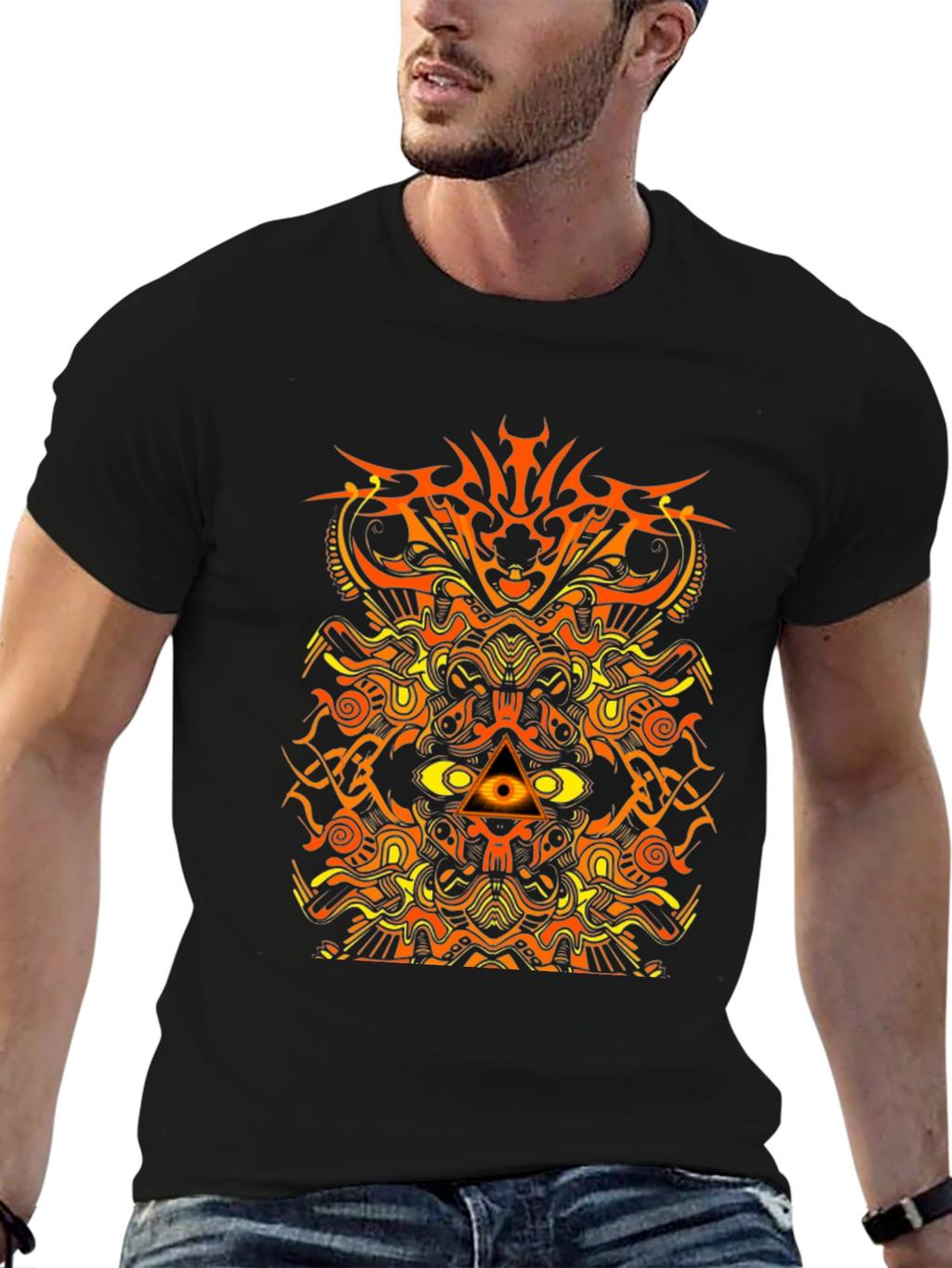 Abstract Geometric Graphic Print Mens T-Shirt
