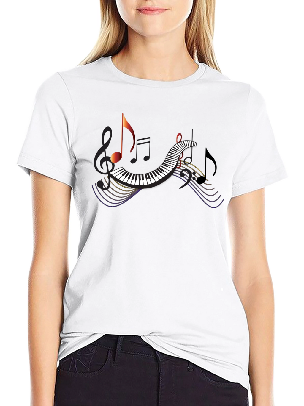 Musical Note Piano T-Shirt - Black