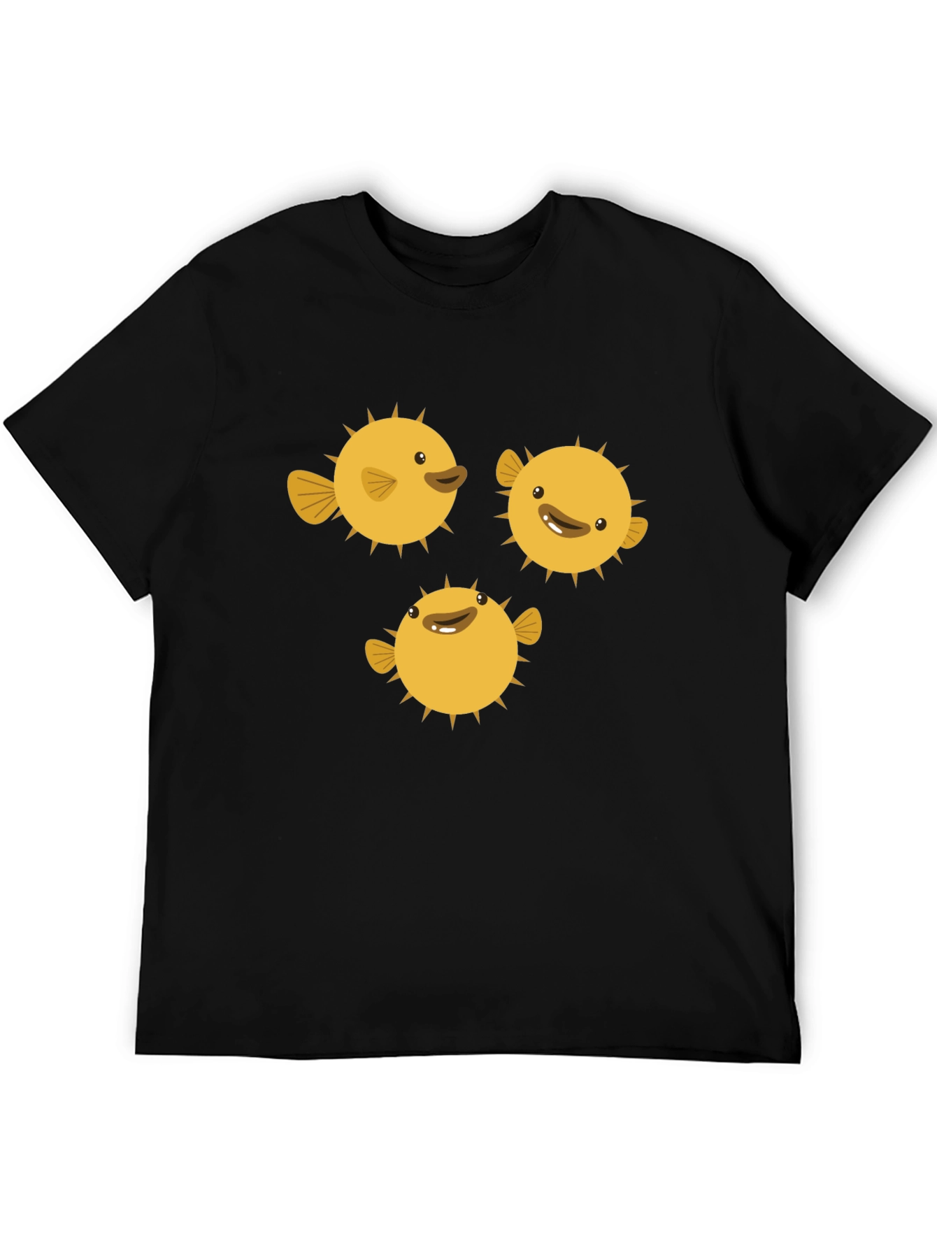 Puffer Fish Graphic Tee - Black Cotton T-Shirt