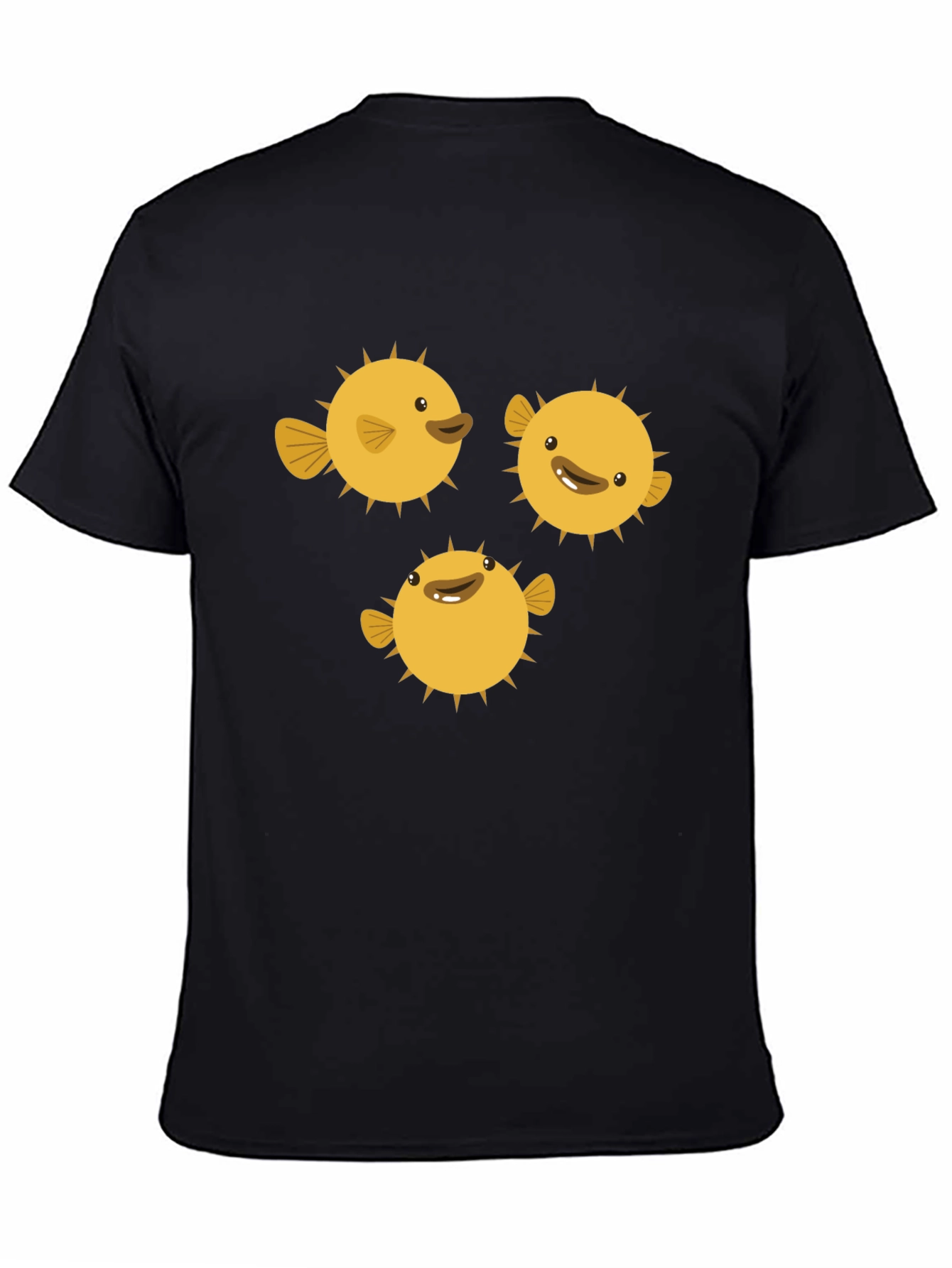 Puffer Fish Graphic Tee - Black Cotton T-Shirt