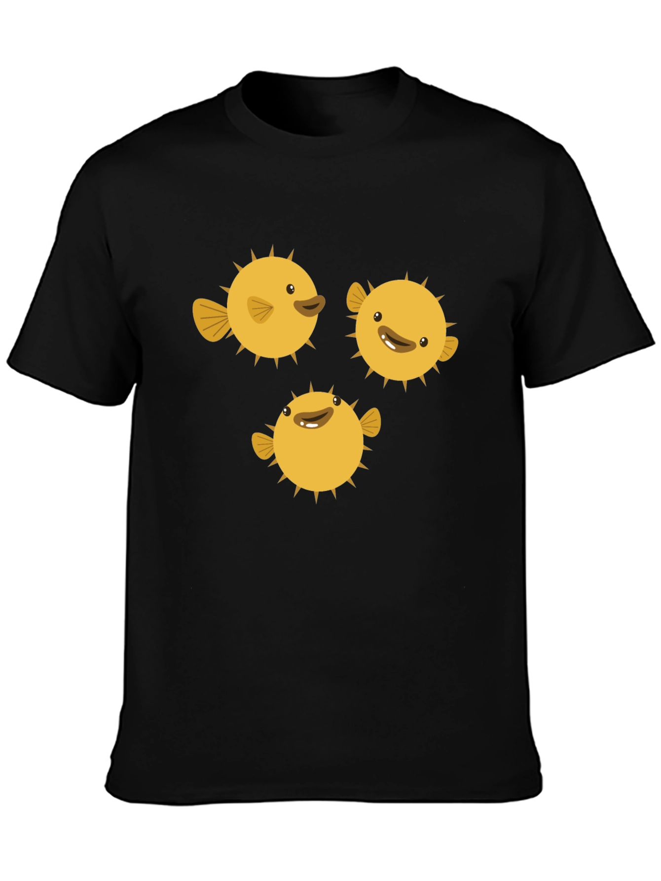 Puffer Fish Graphic Tee - Black Cotton T-Shirt