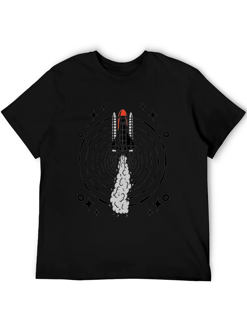 Rocket Launch Graphic Tee - Black Cotton T-Shirt