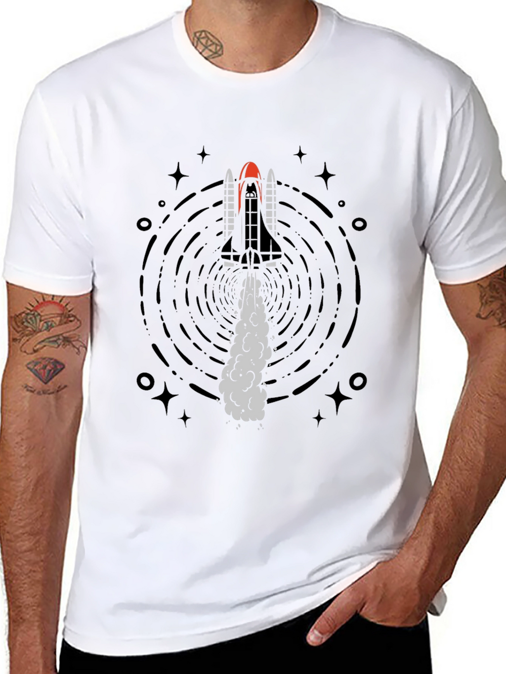 Rocket Launch Graphic Tee - Black Cotton T-Shirt