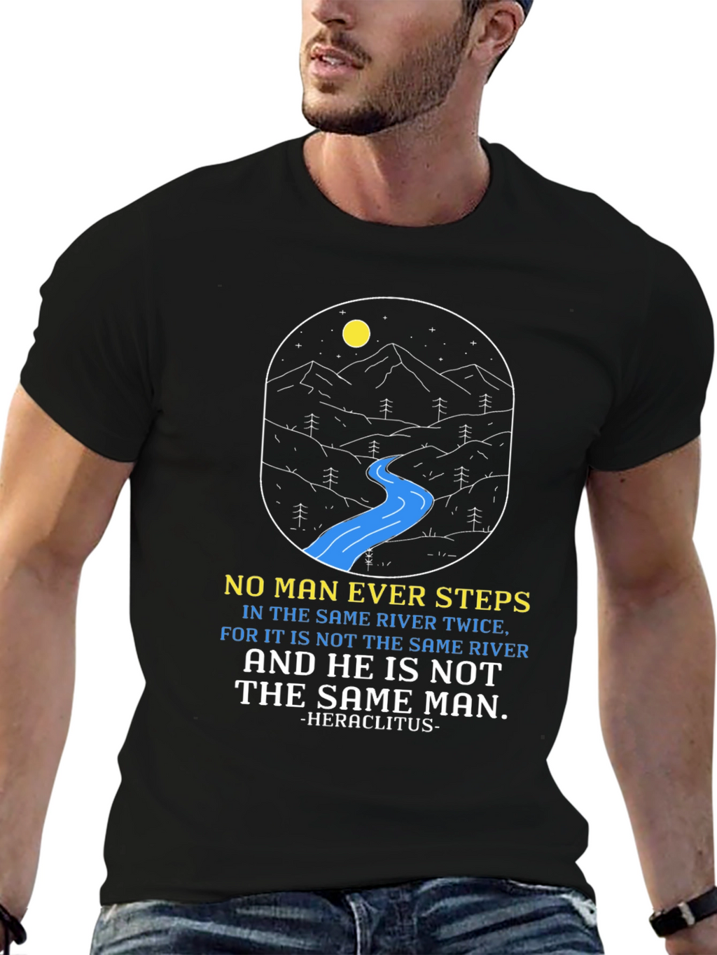 Philosophical River T-Shirt: Heraclitus Quote Tee