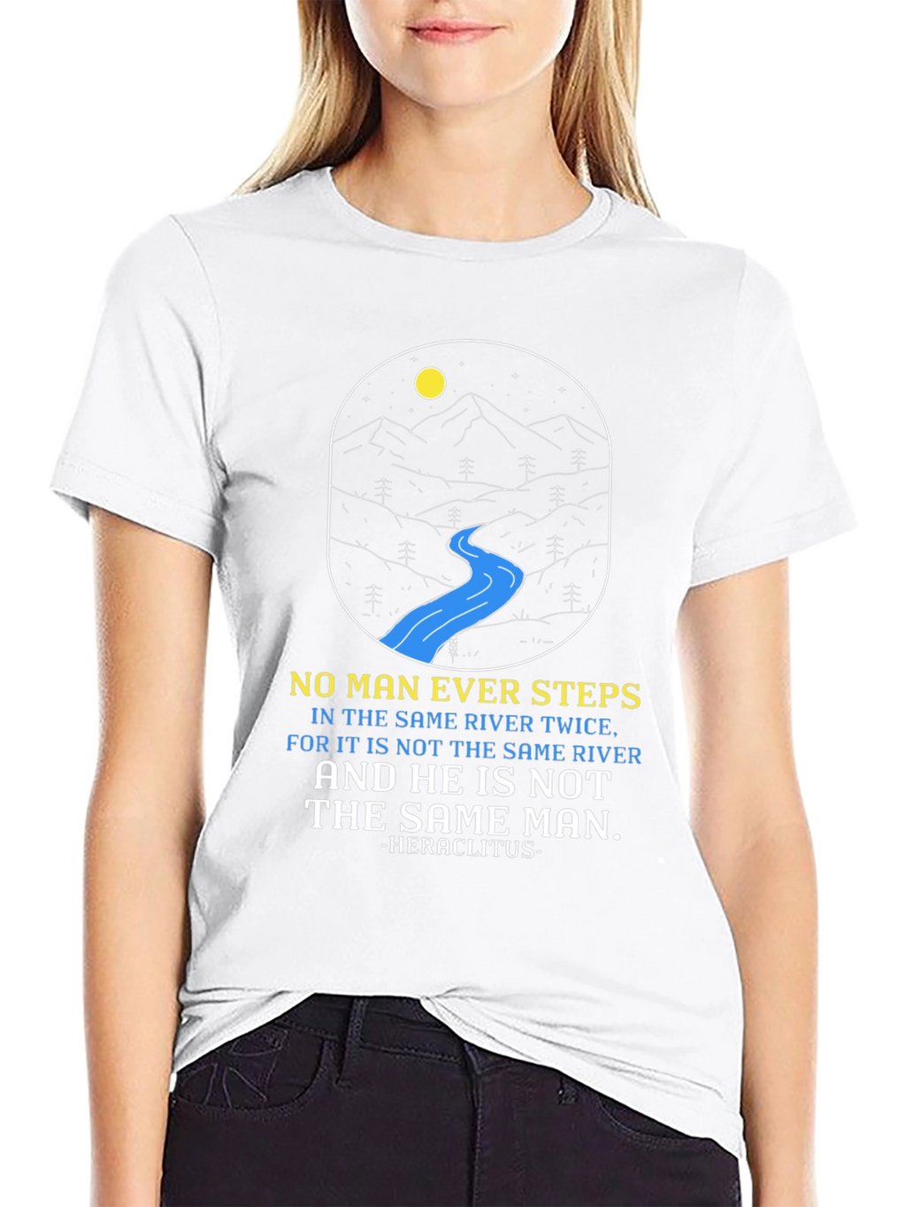Philosophical River T-Shirt: Heraclitus Quote Tee