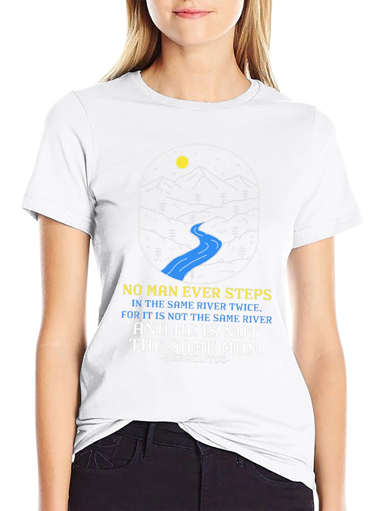 Philosophical River T-Shirt: Heraclitus Quote Tee