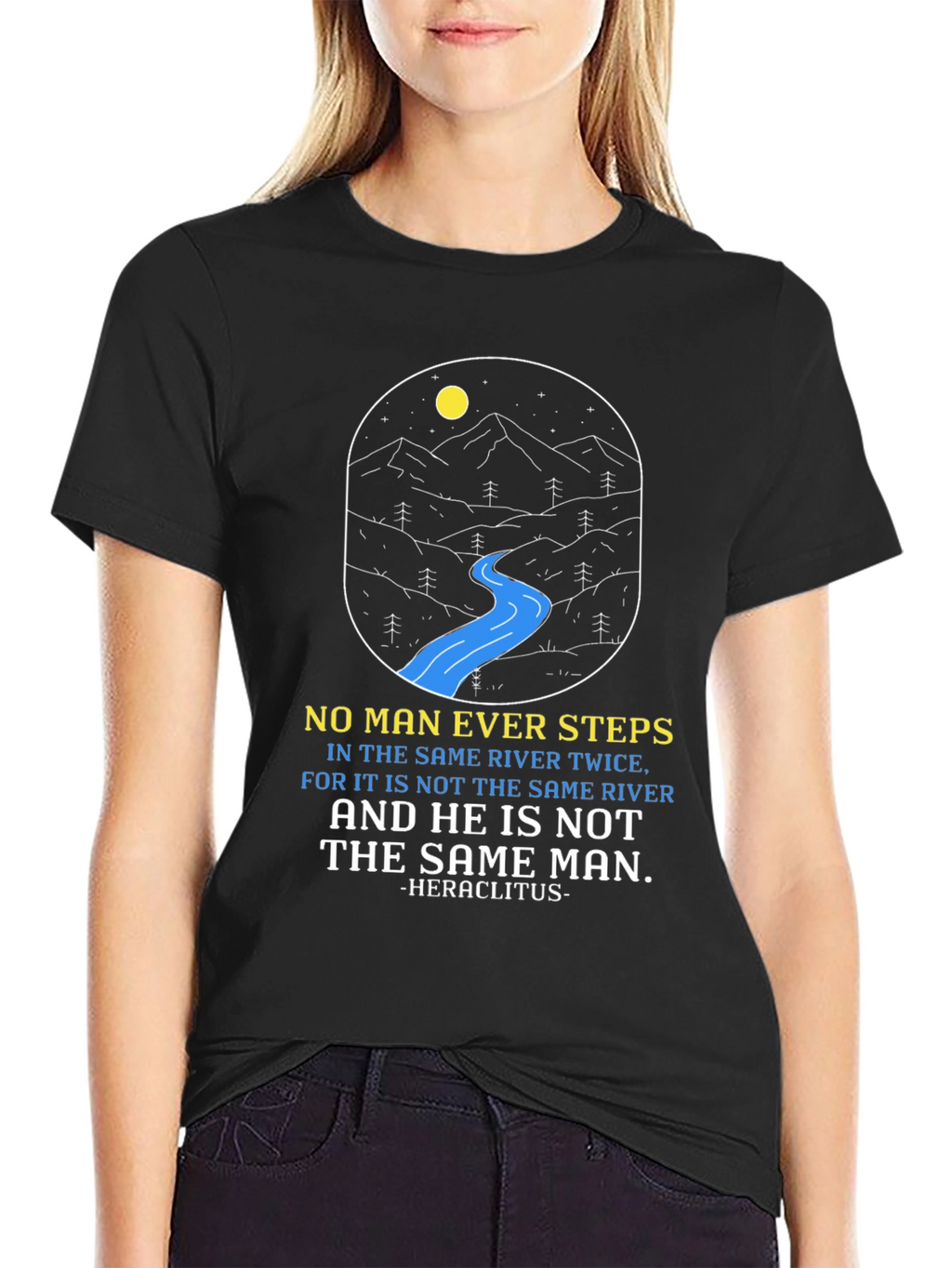 Philosophical River T-Shirt: Heraclitus Quote Tee