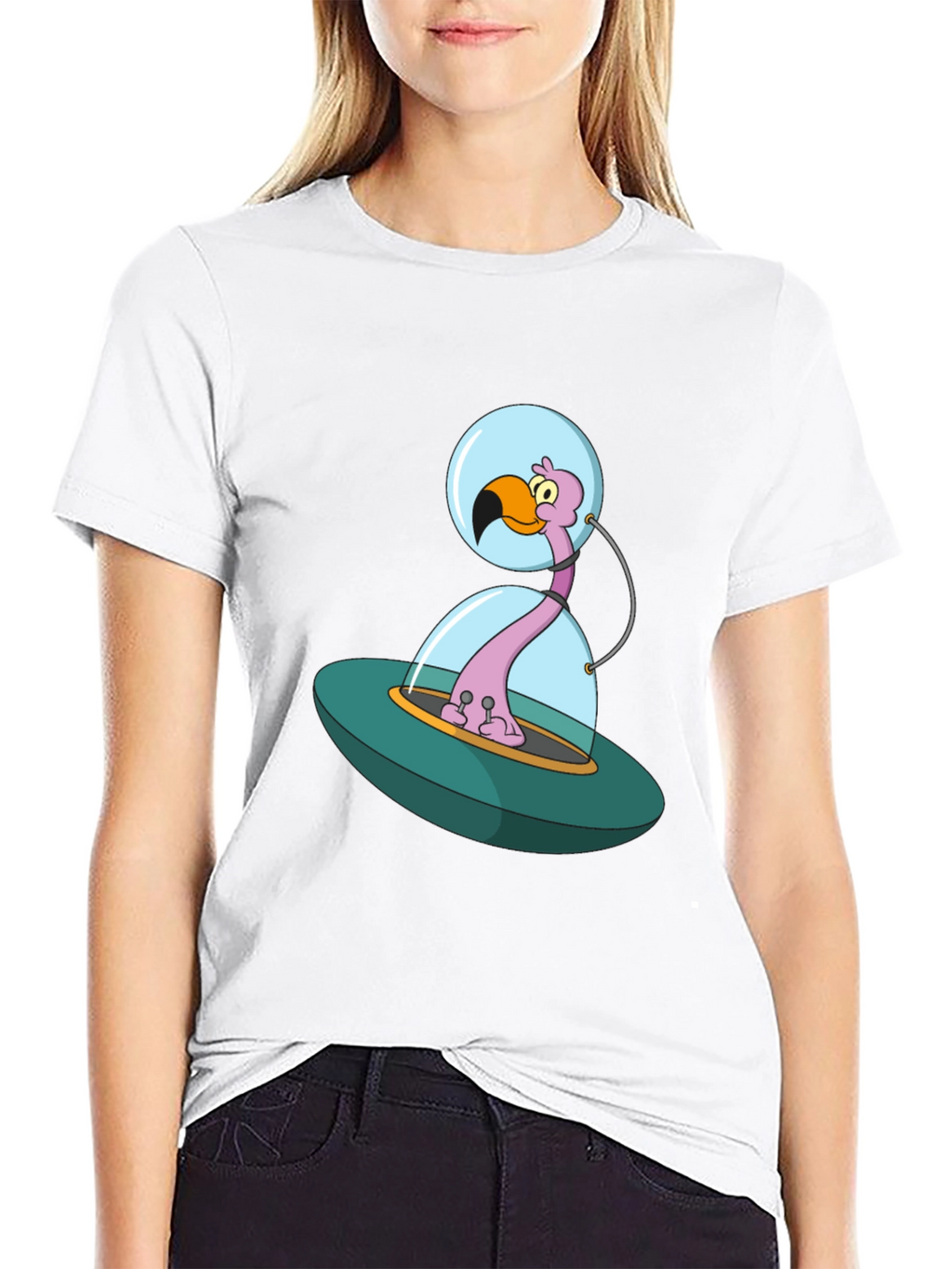 Space Flamingo T-Shirt - Unique Cartoon Design