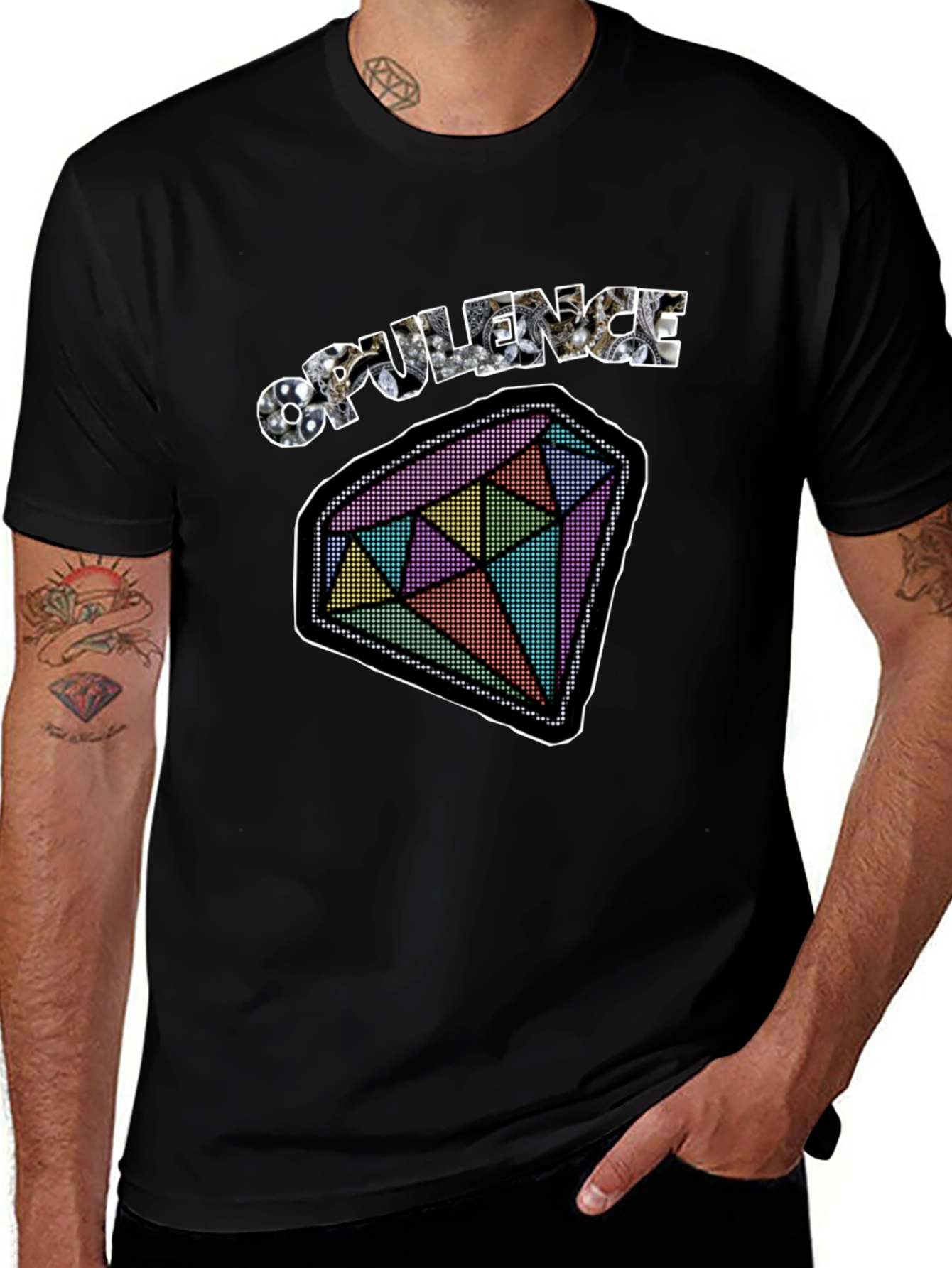 Opulence Diamond Graphic Tee - Black