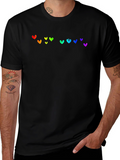 Rainbow Heart Graphic Black T-Shirt