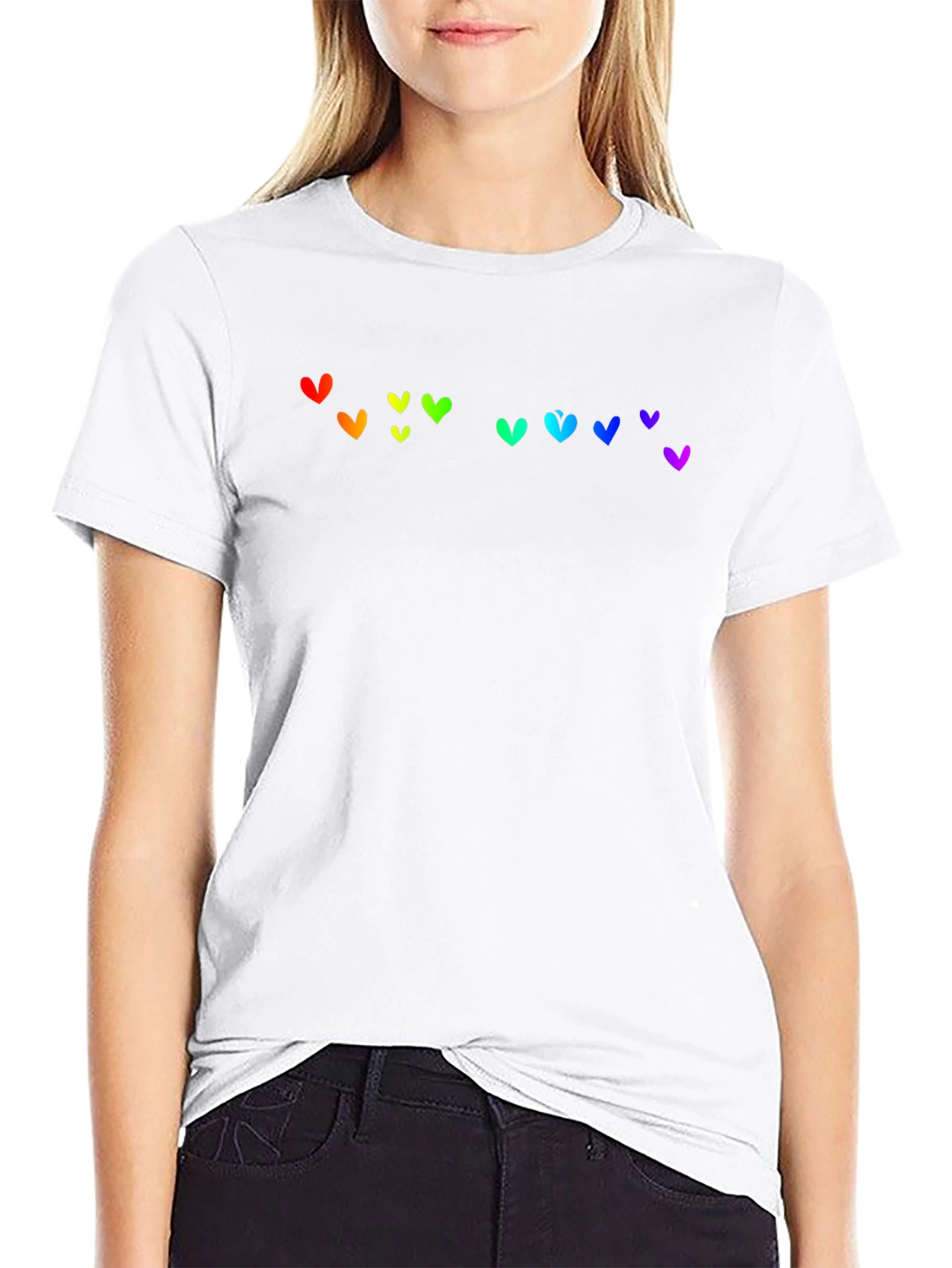 Rainbow Heart Graphic Black T-Shirt