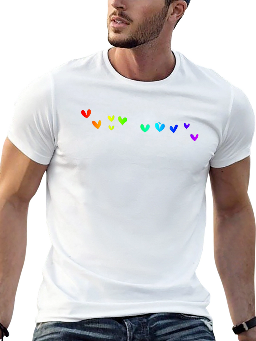 Rainbow Heart Graphic Black T-Shirt