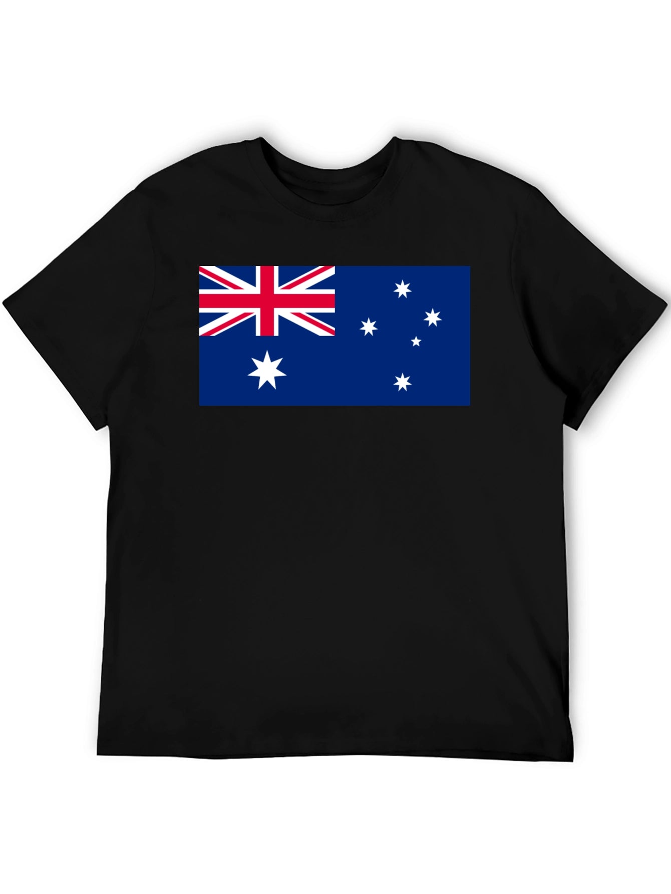 Australia Flag Graphic Tee - Black Cotton T-Shirt