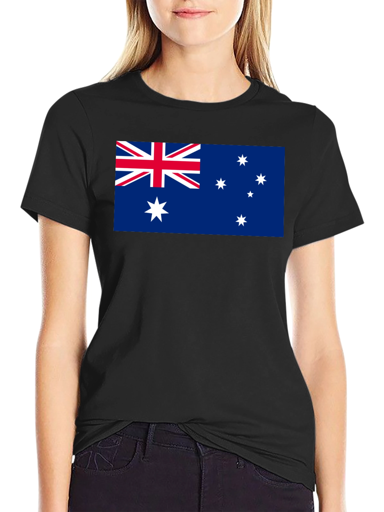 Australia Flag Graphic Tee - Black Cotton T-Shirt