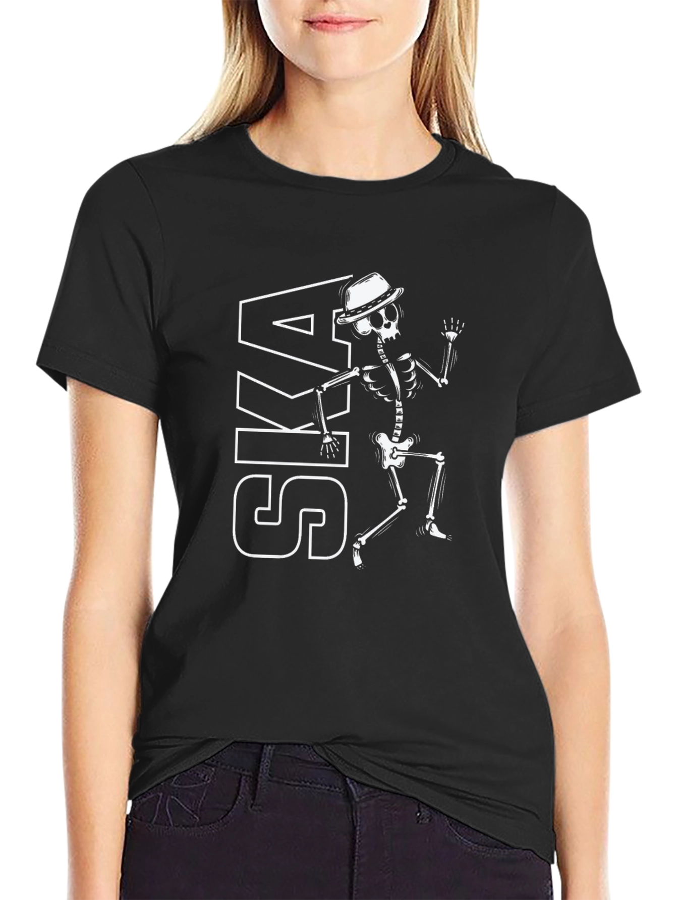 Ska Dancing Skeleton T-Shirt - Black Graphic Tee