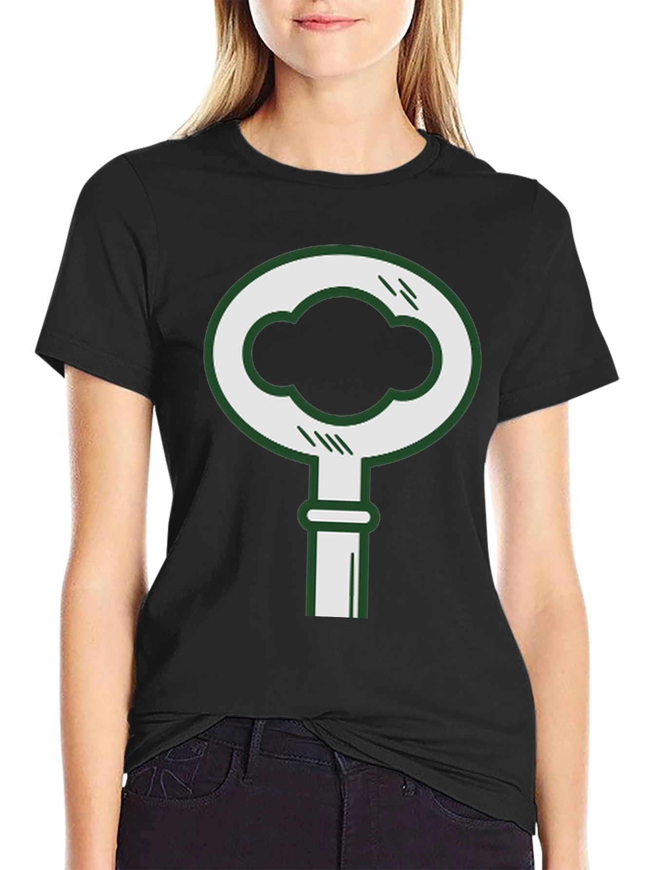 Modern Key Graphic Tee - Stylish Black Cotton T-Shirt