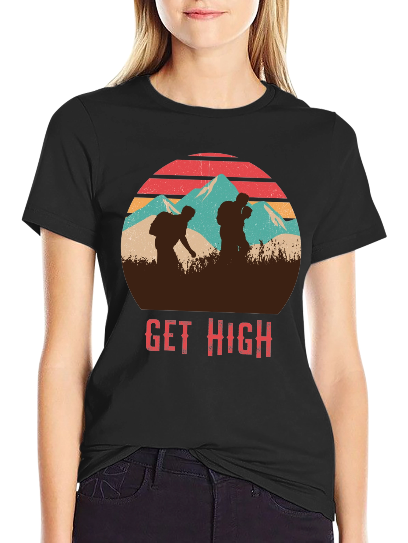 Get High Hiking T-Shirt Vintage Style