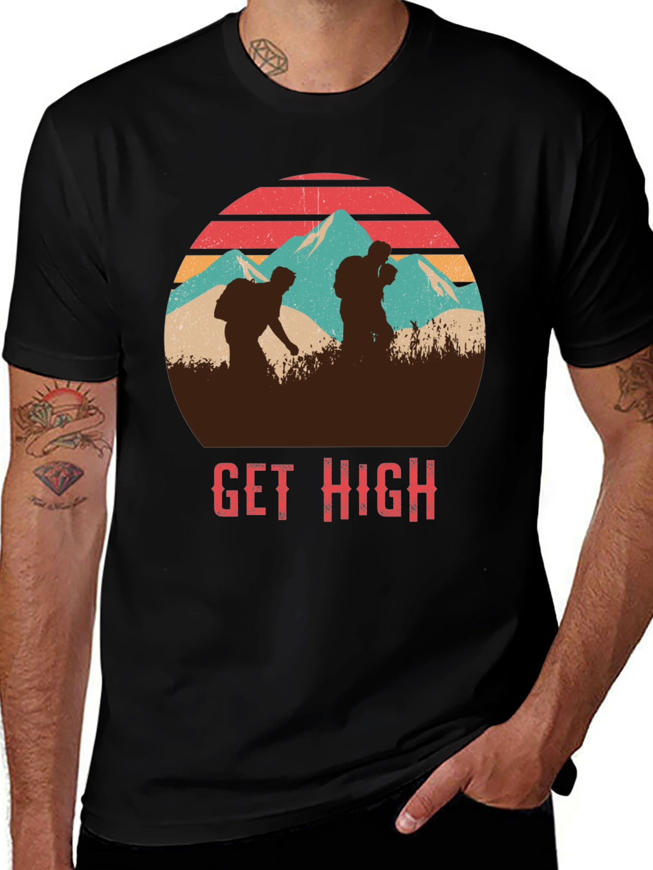 Get High Hiking T-Shirt Vintage Style
