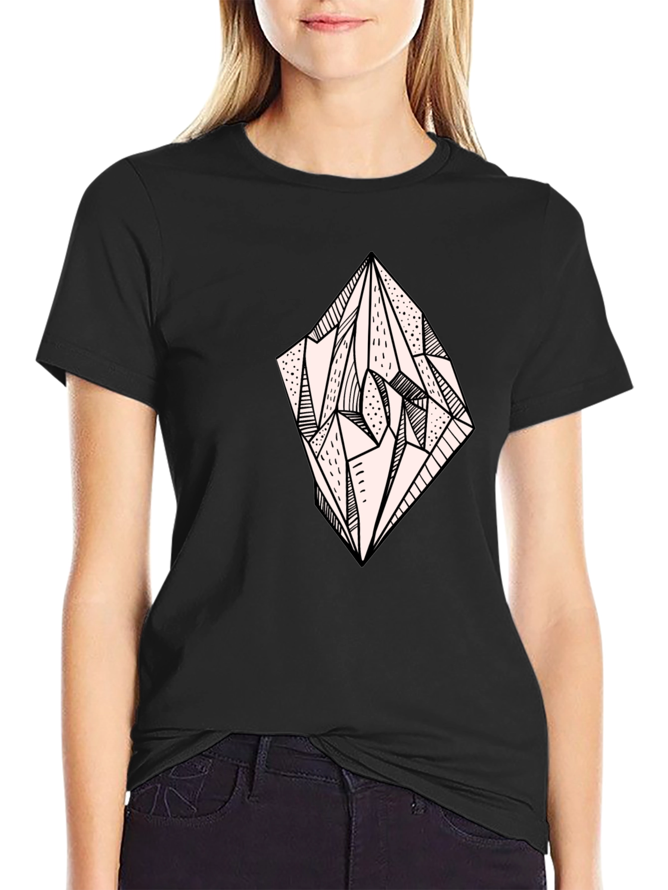 Geometric Diamond Graphic Tee - Mens Black T-Shirt