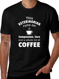 Veterinarian Runs on Coffee Black T-Shirt