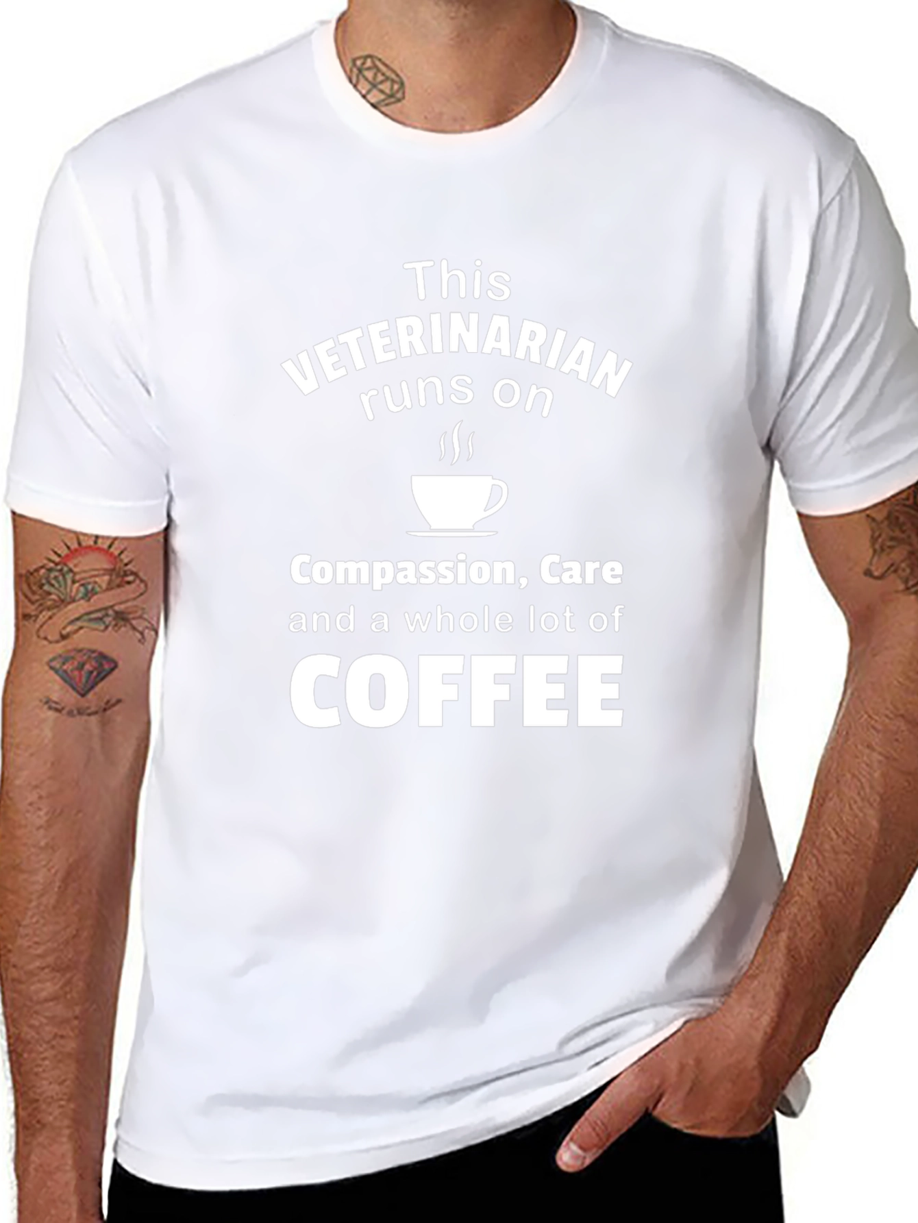 Veterinarian Runs on Coffee Black T-Shirt