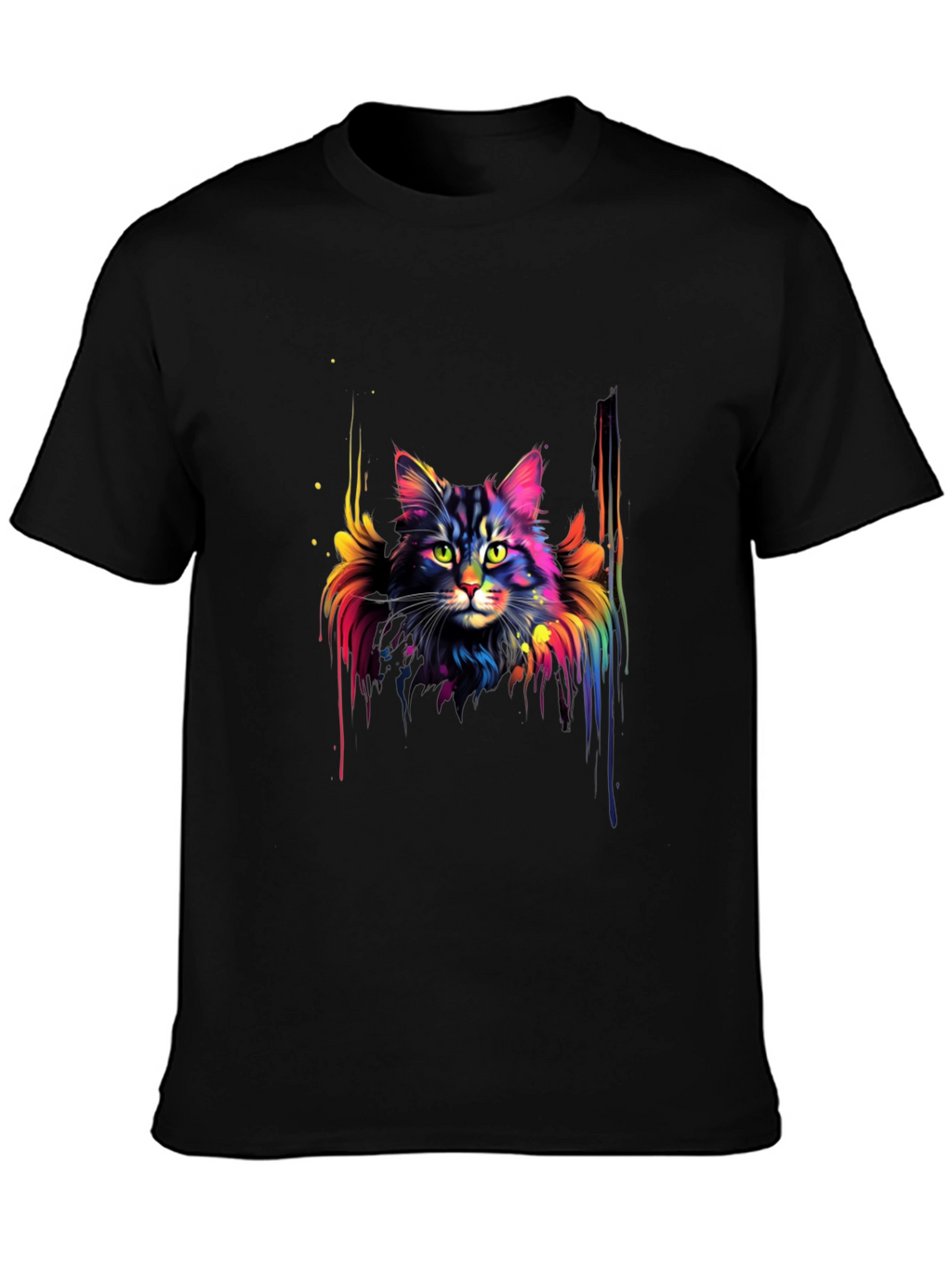 Rainbow Cat Graphic Black T-Shirt