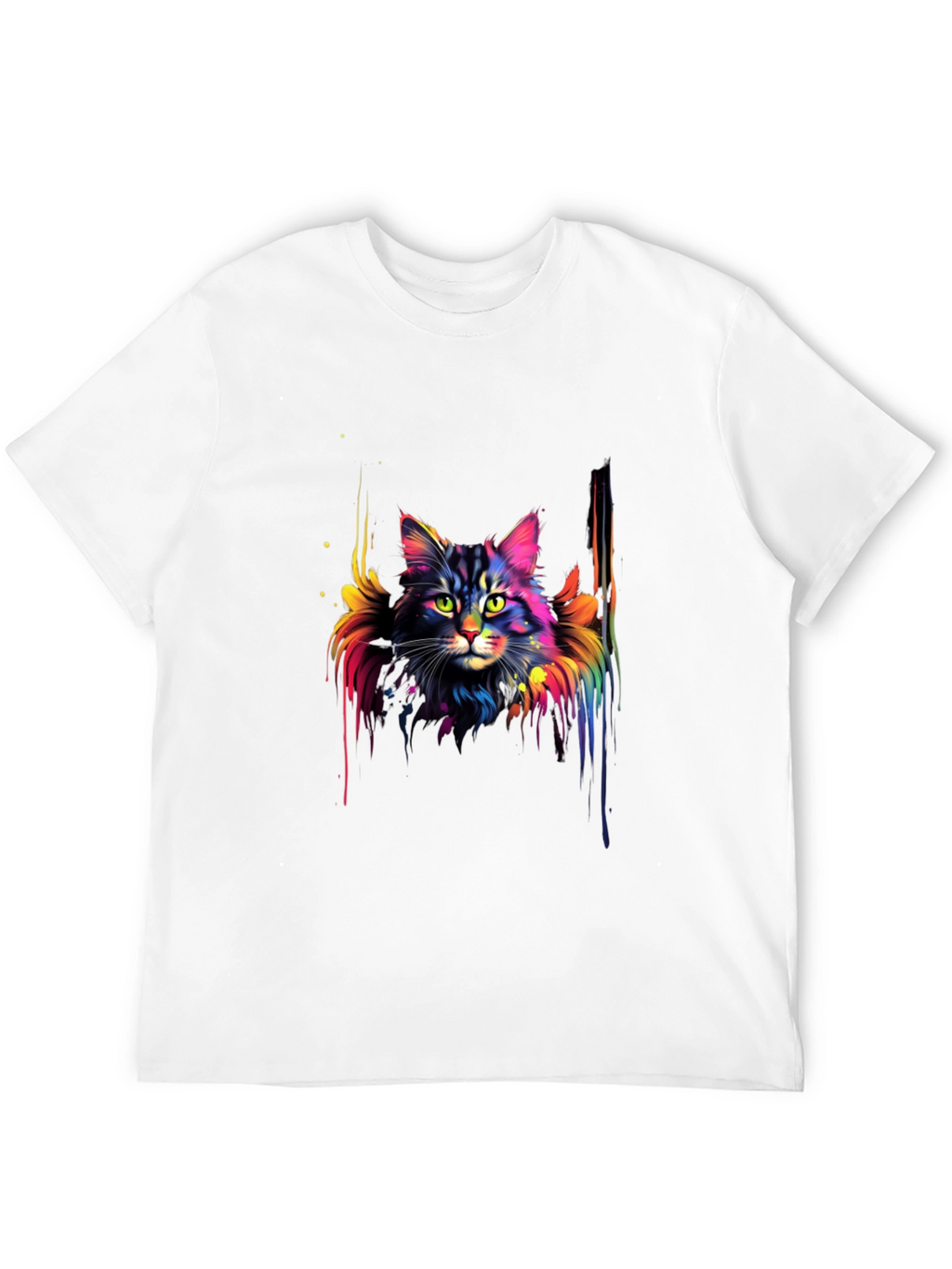 Rainbow Cat Graphic Black T-Shirt