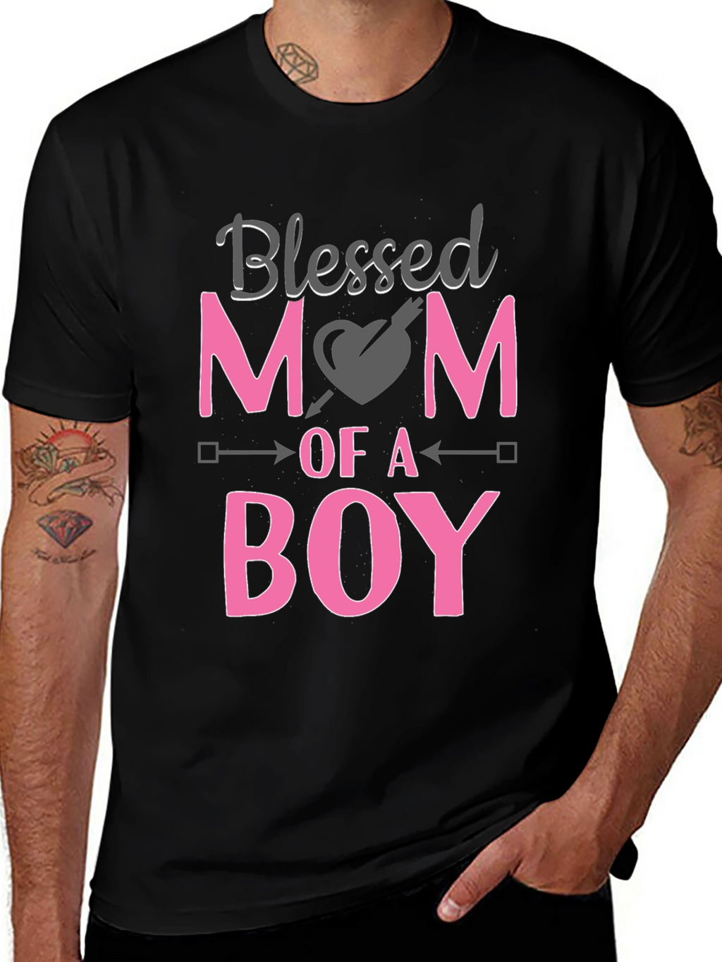 Blessed Mom of a Boy Black T-Shirt