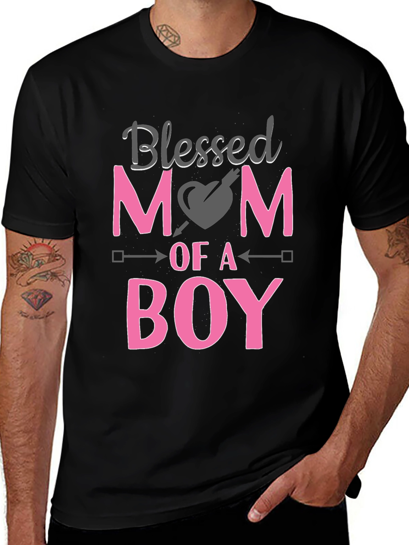 Blessed Mom of a Boy Black T-Shirt