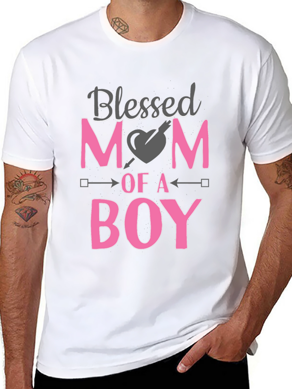 Blessed Mom of a Boy Black T-Shirt