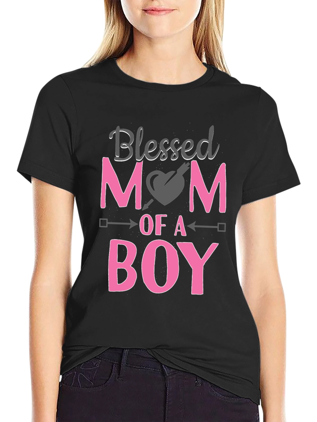 Blessed Mom of a Boy Black T-Shirt
