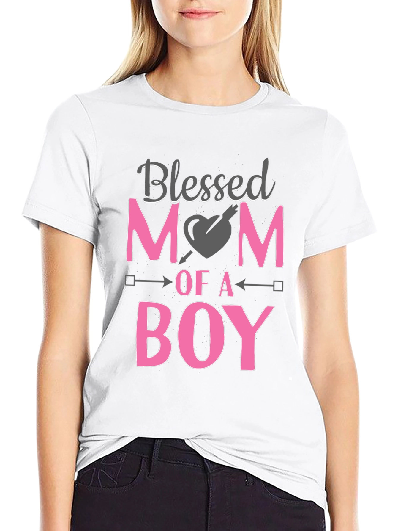 Blessed Mom of a Boy Black T-Shirt